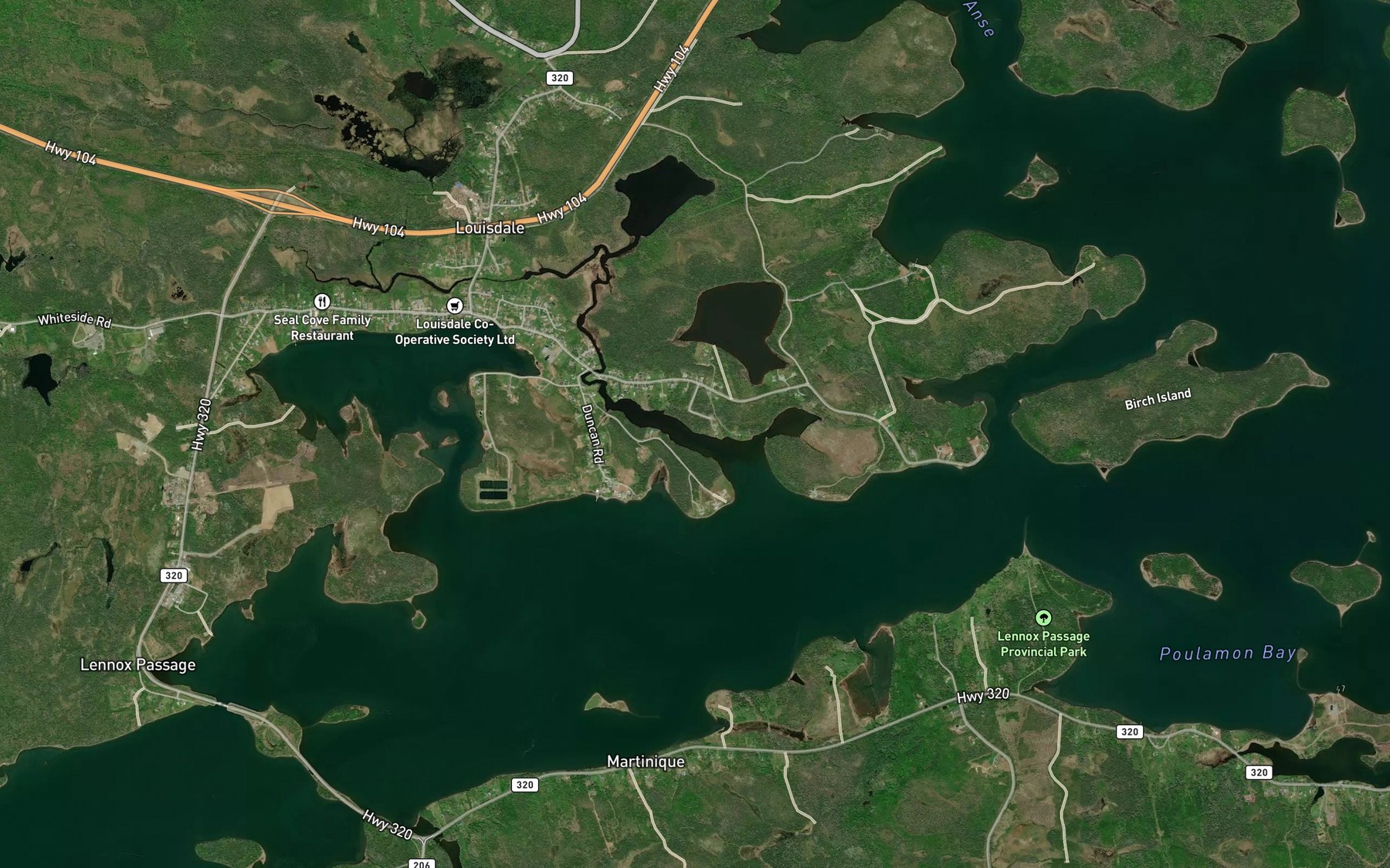 Satellite map of the Moulin River