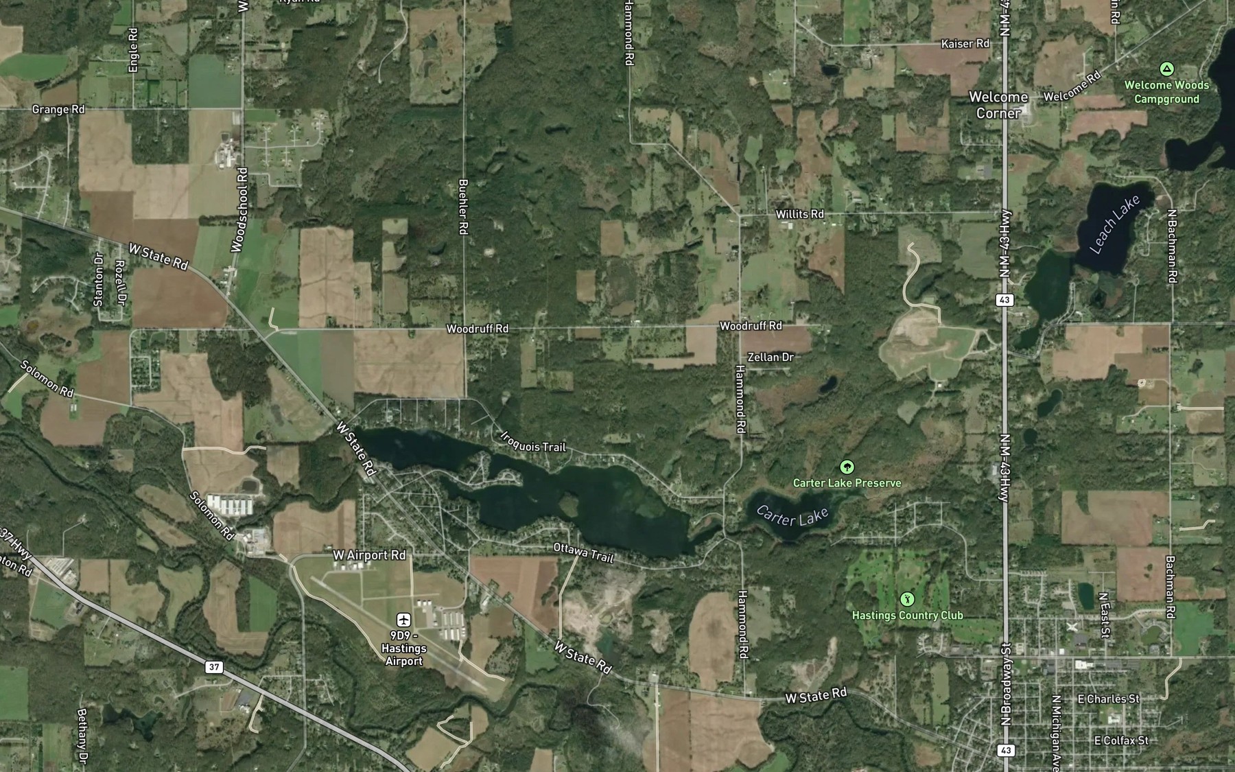 Satellite map of the Willow Marsh Drain