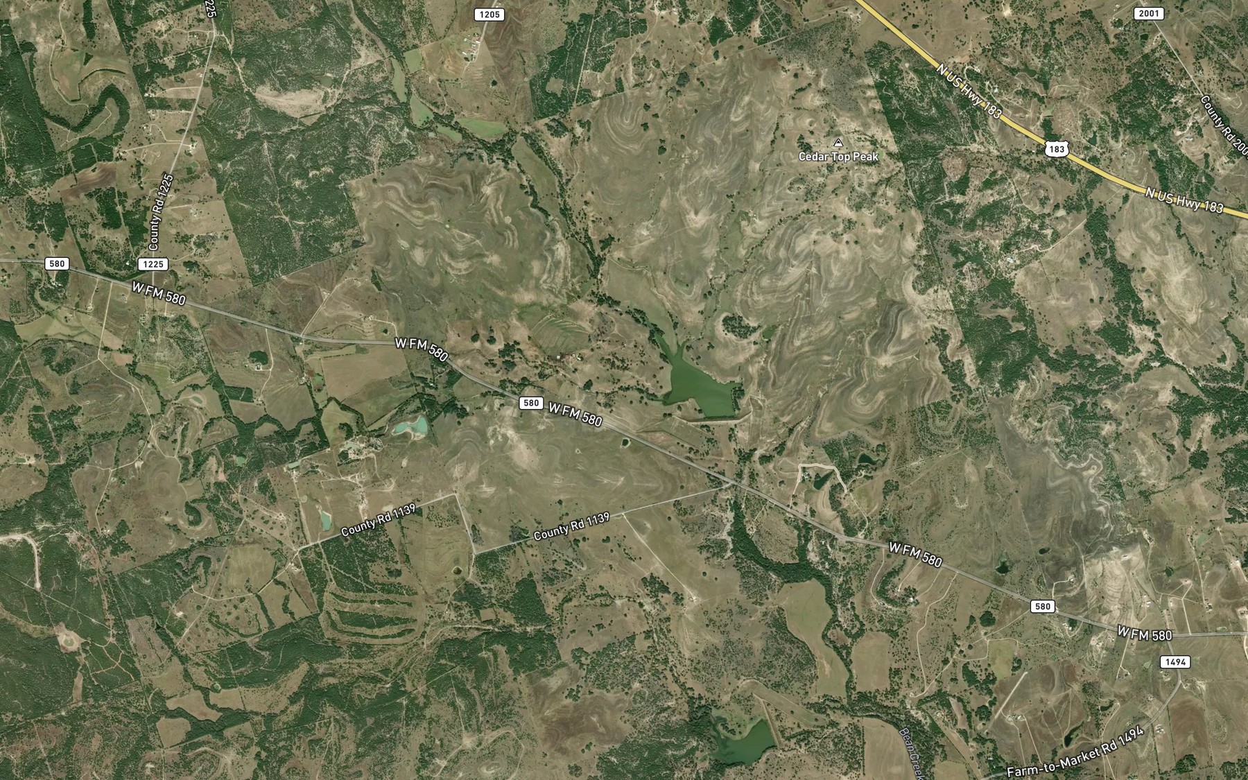 Satellite map of the Hughes Creek