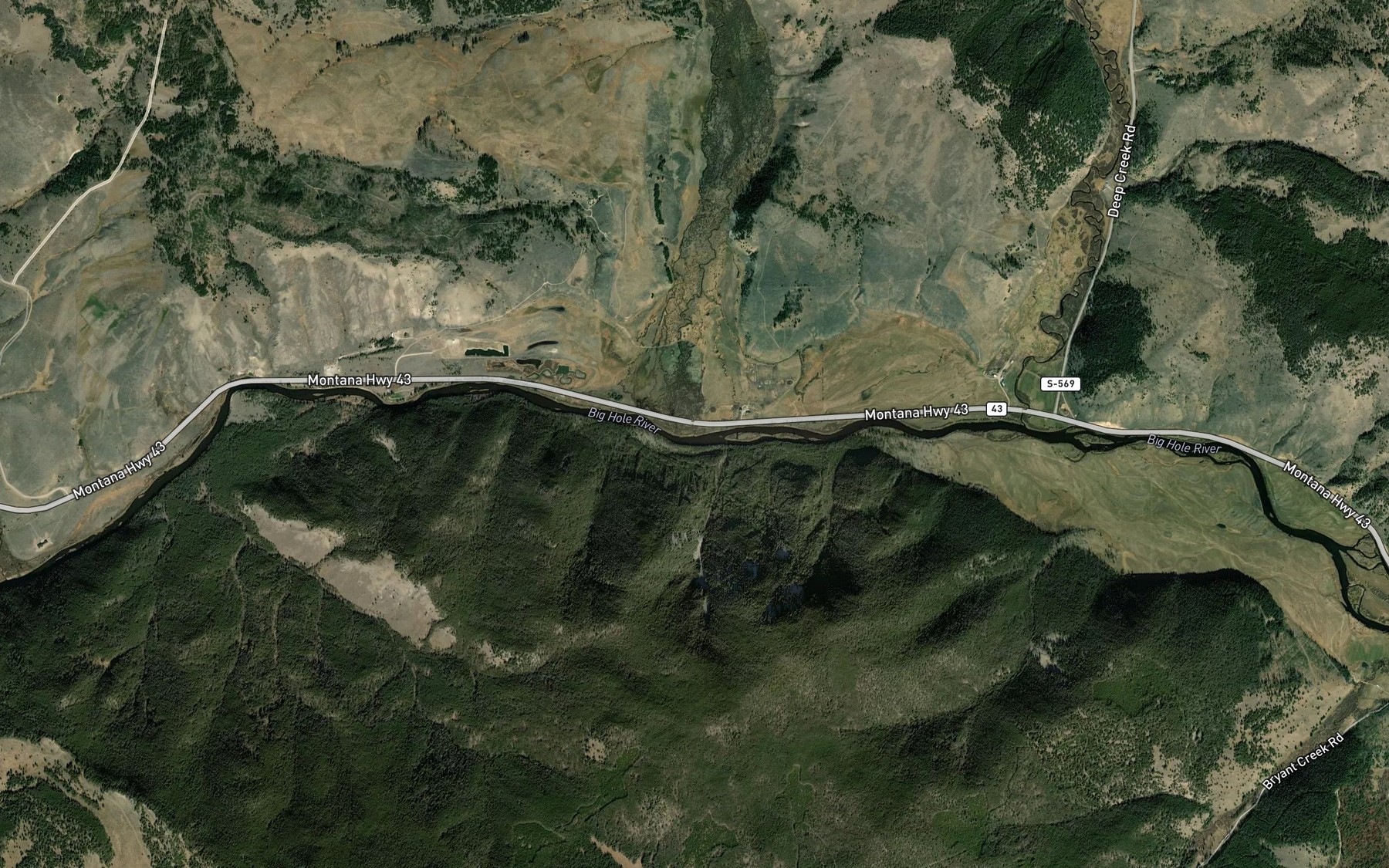 Satellite map of the Seymour Creek