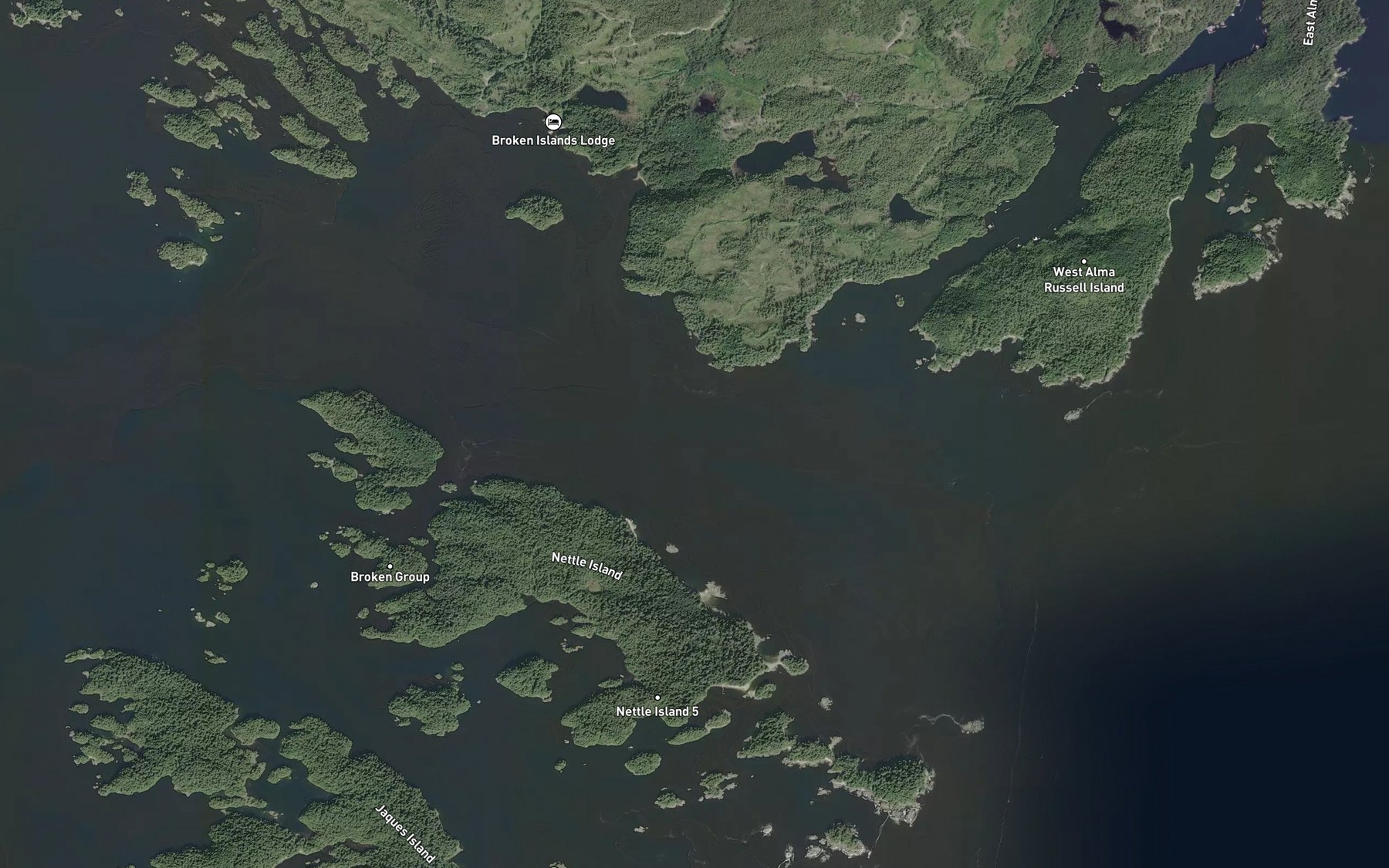 Satellite map of the Sechart Channel