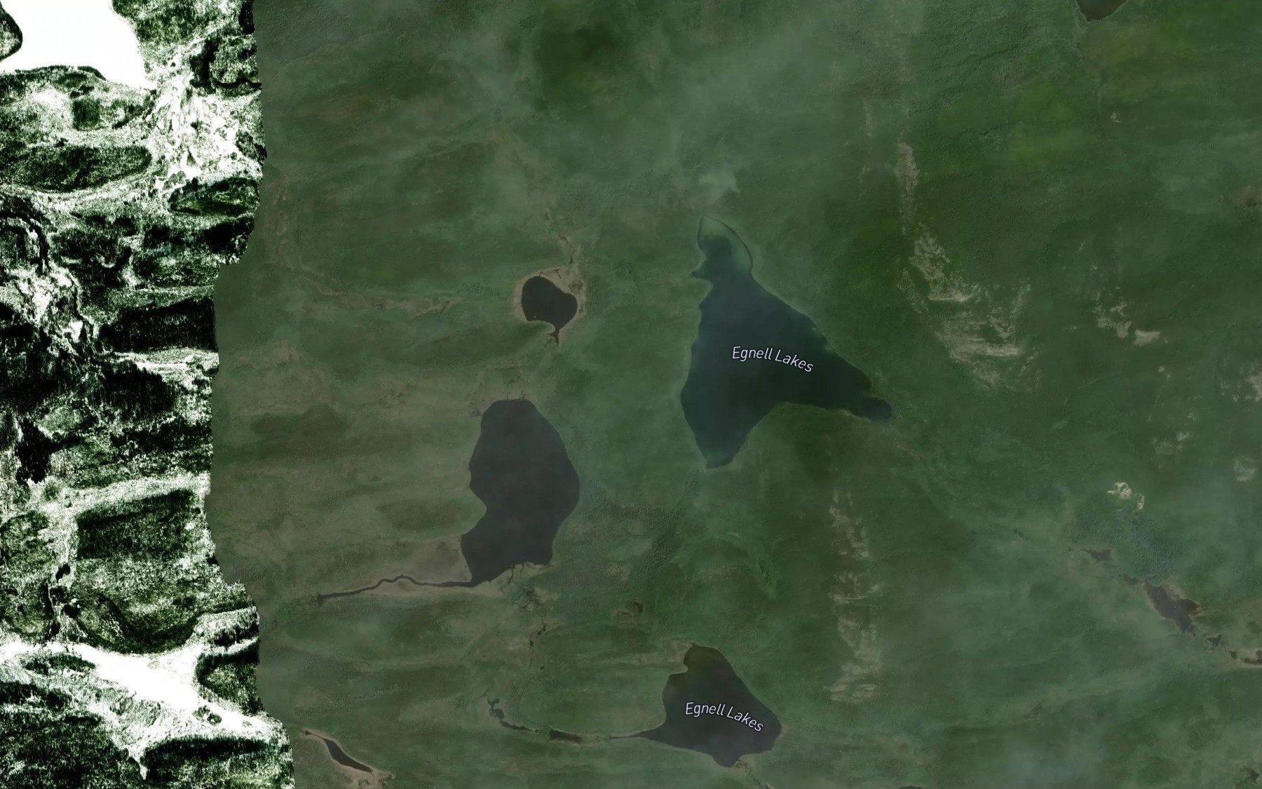 Satellite map of the Egnell Lakes