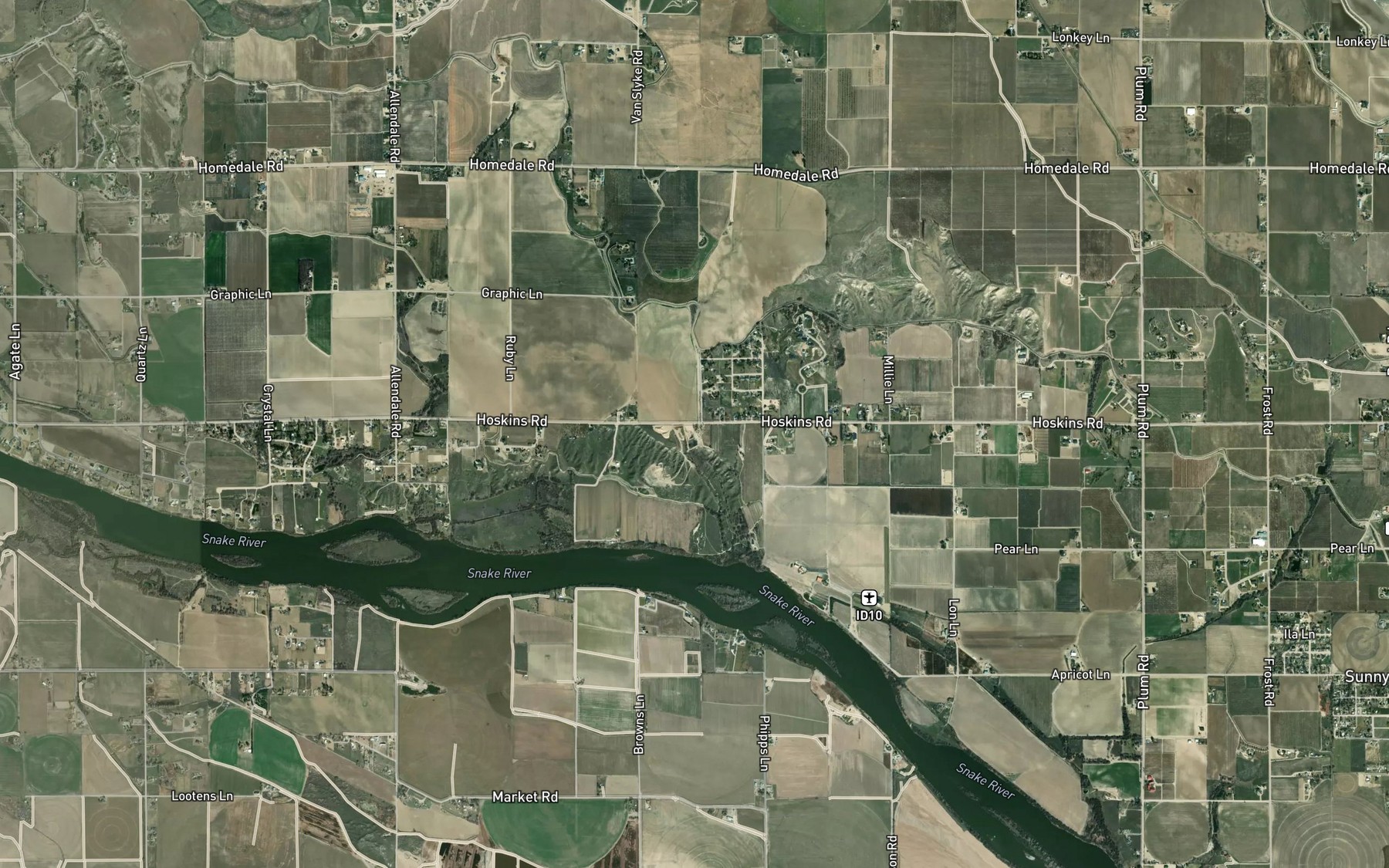 Satellite map of the Frohman Wasteway