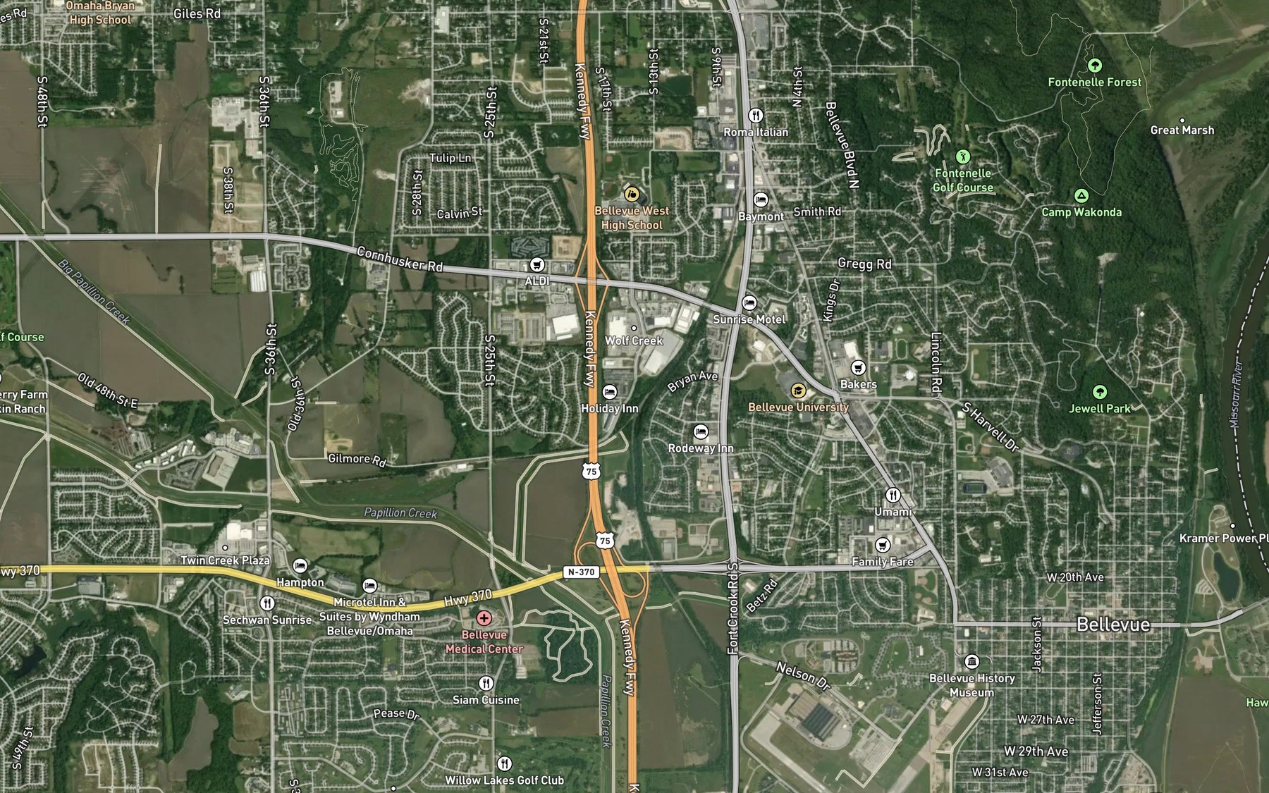 Satellite map of the Wolf Creek