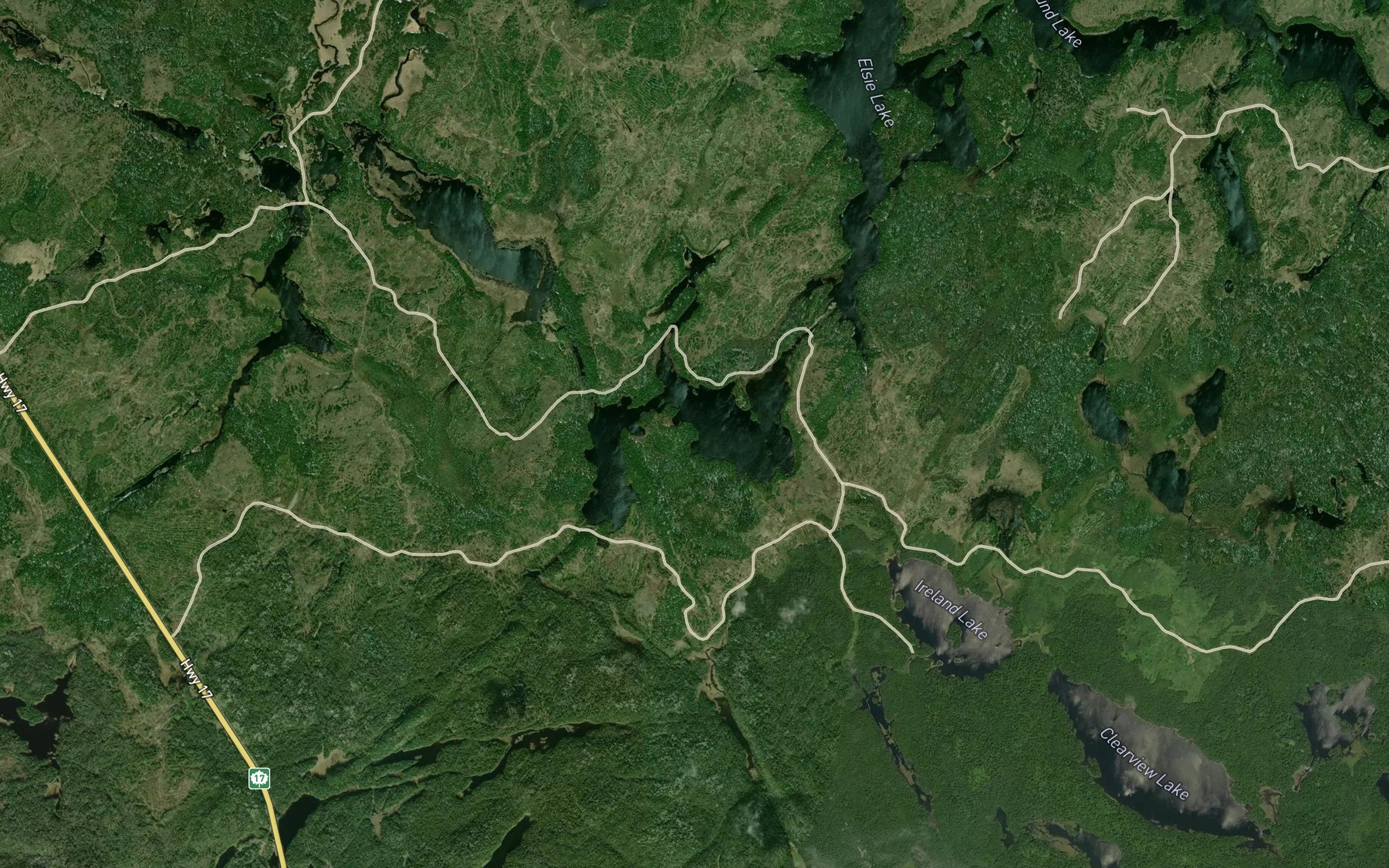 Satellite map of the Maguire Lake