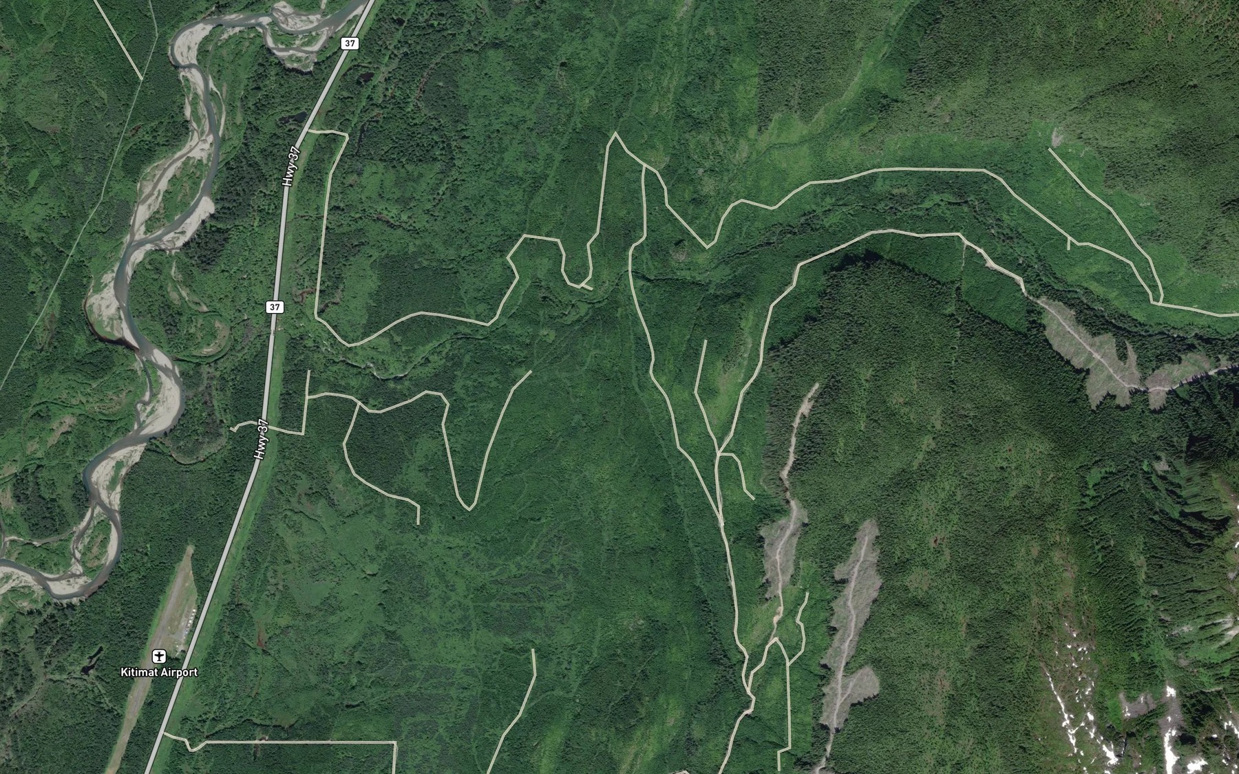 Satellite map of the McCullough Creek