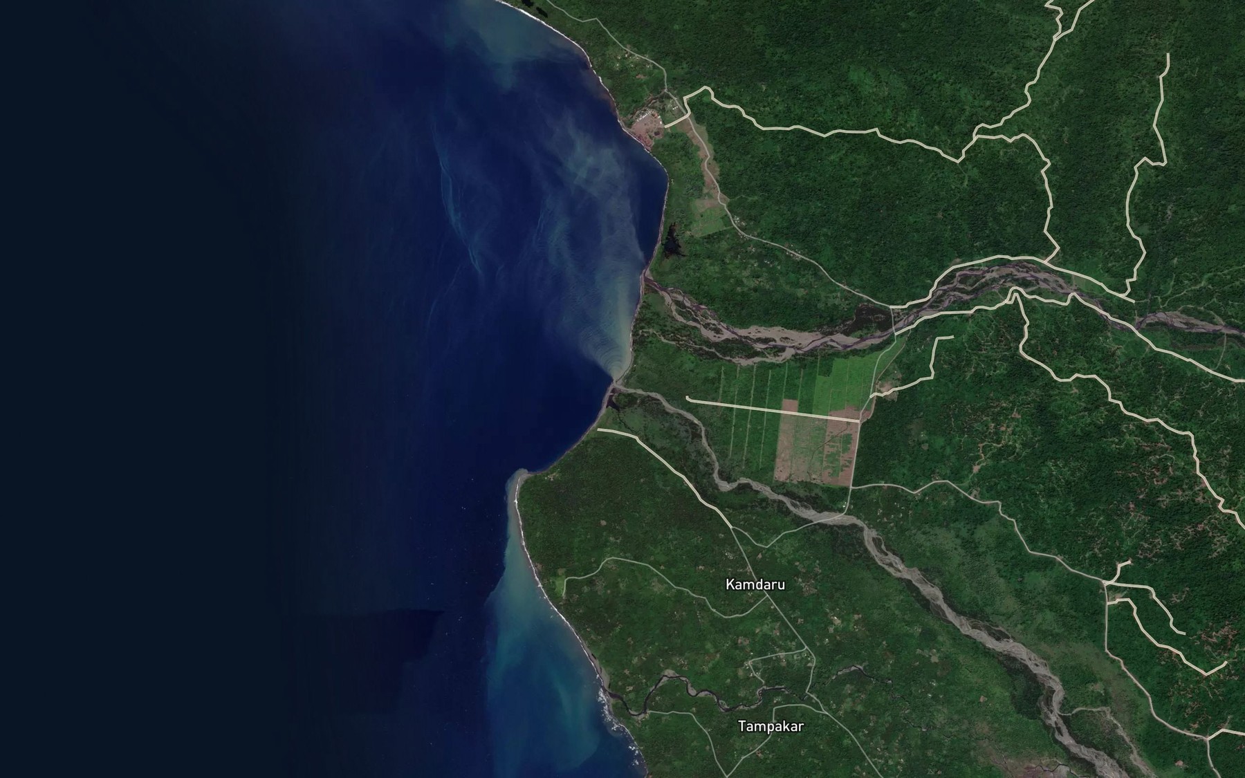 Satellite map of the Kamdaru River