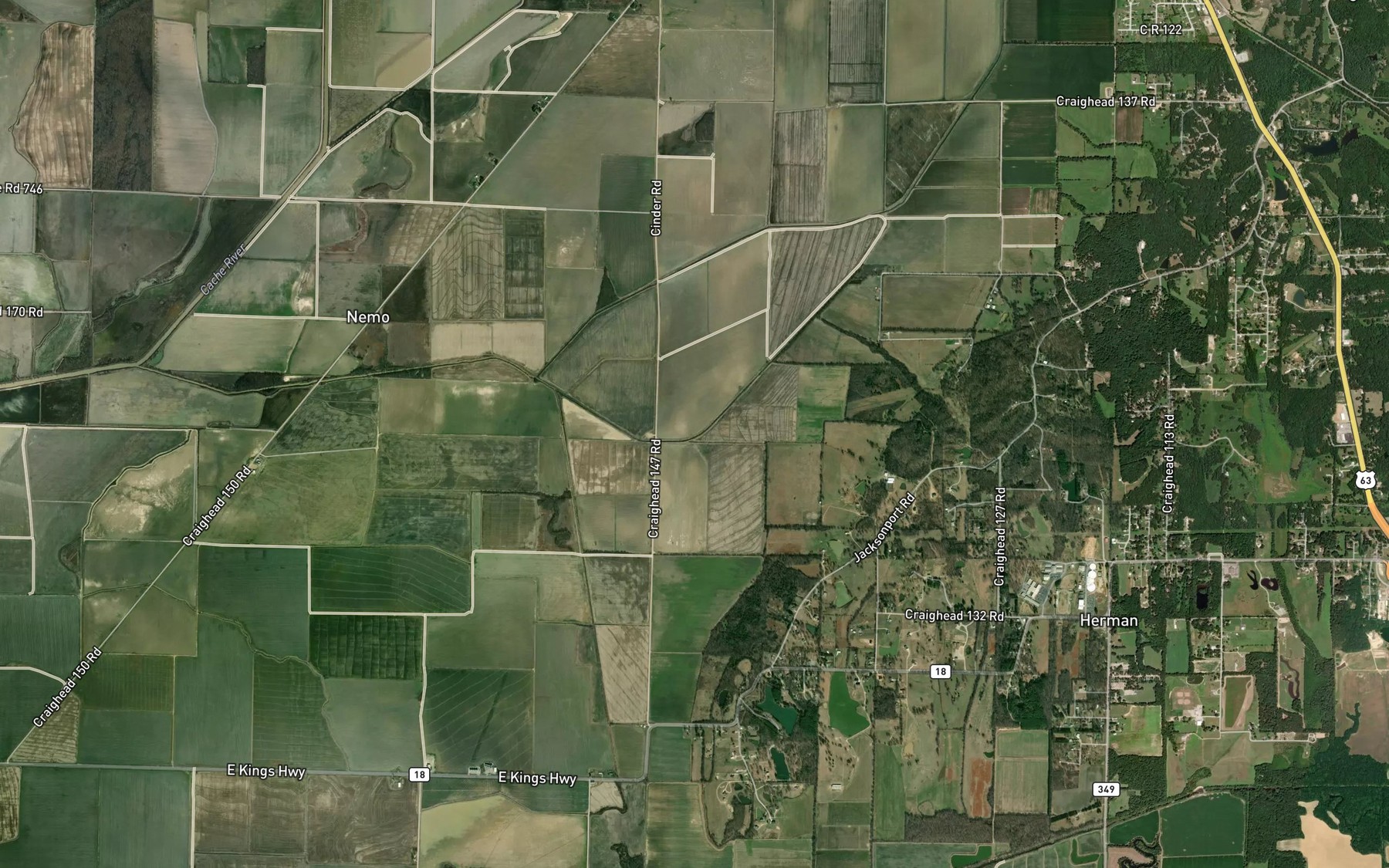 Satellite map of the Whaley Slough Ditch