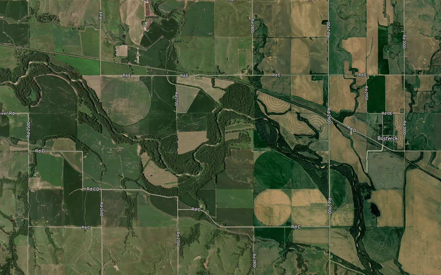 Satellite map of the Gimlet Creek