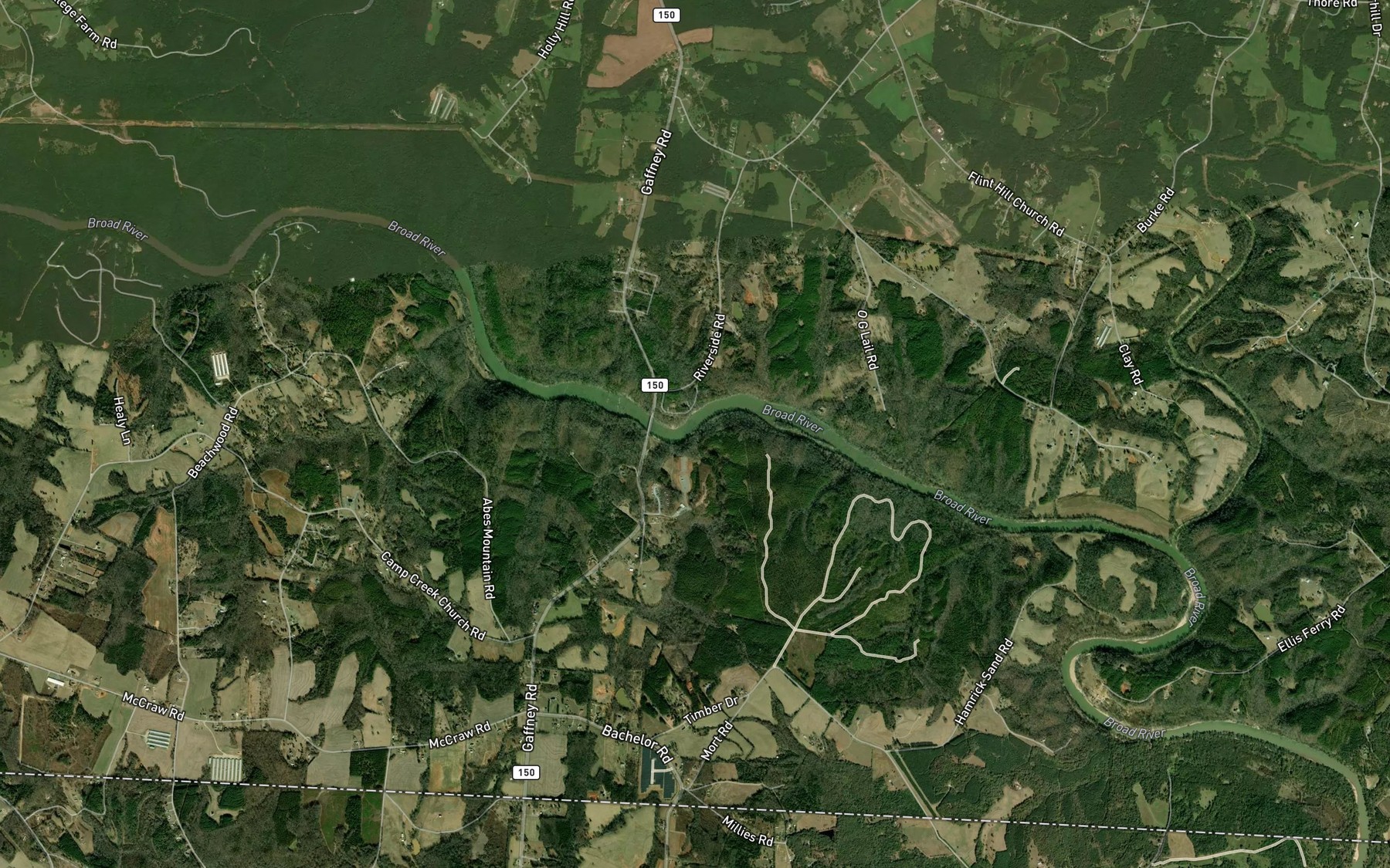 Satellite map of the Willis Branch