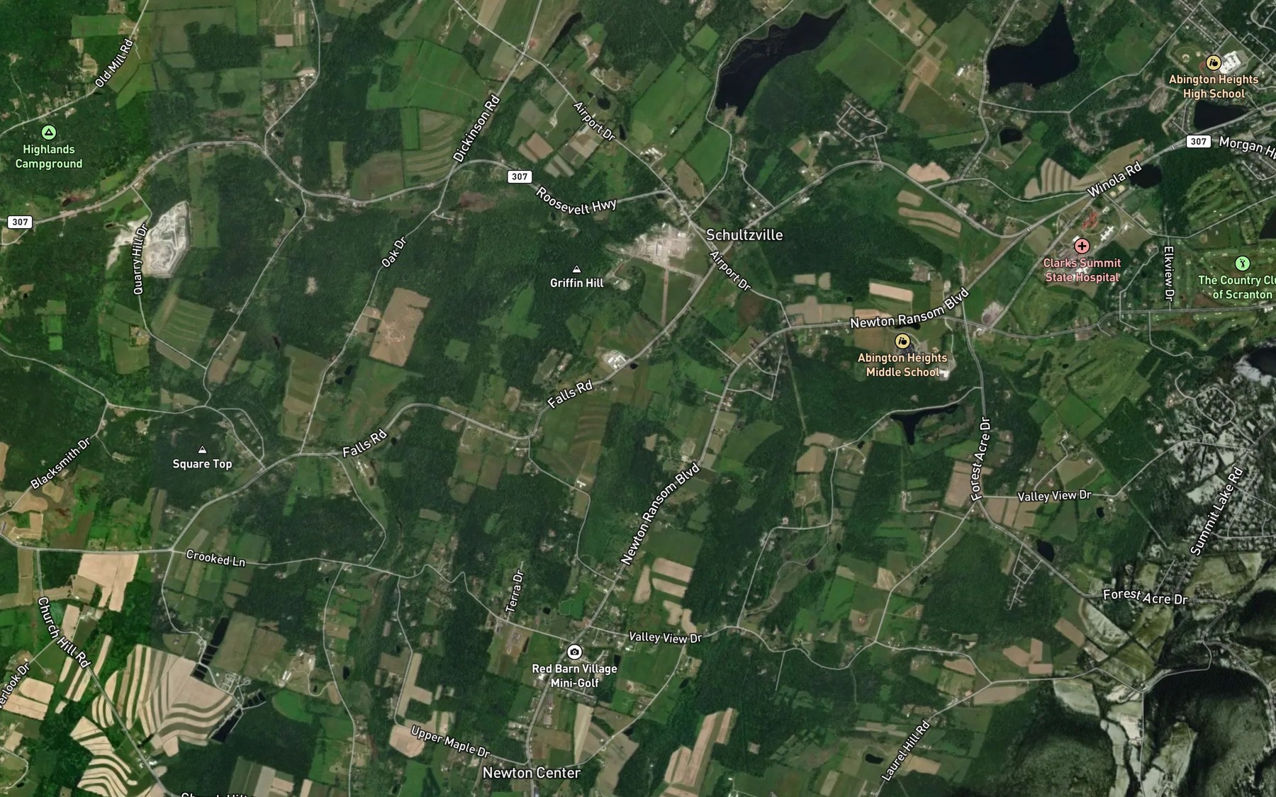 Satellite map of the Mack Lake