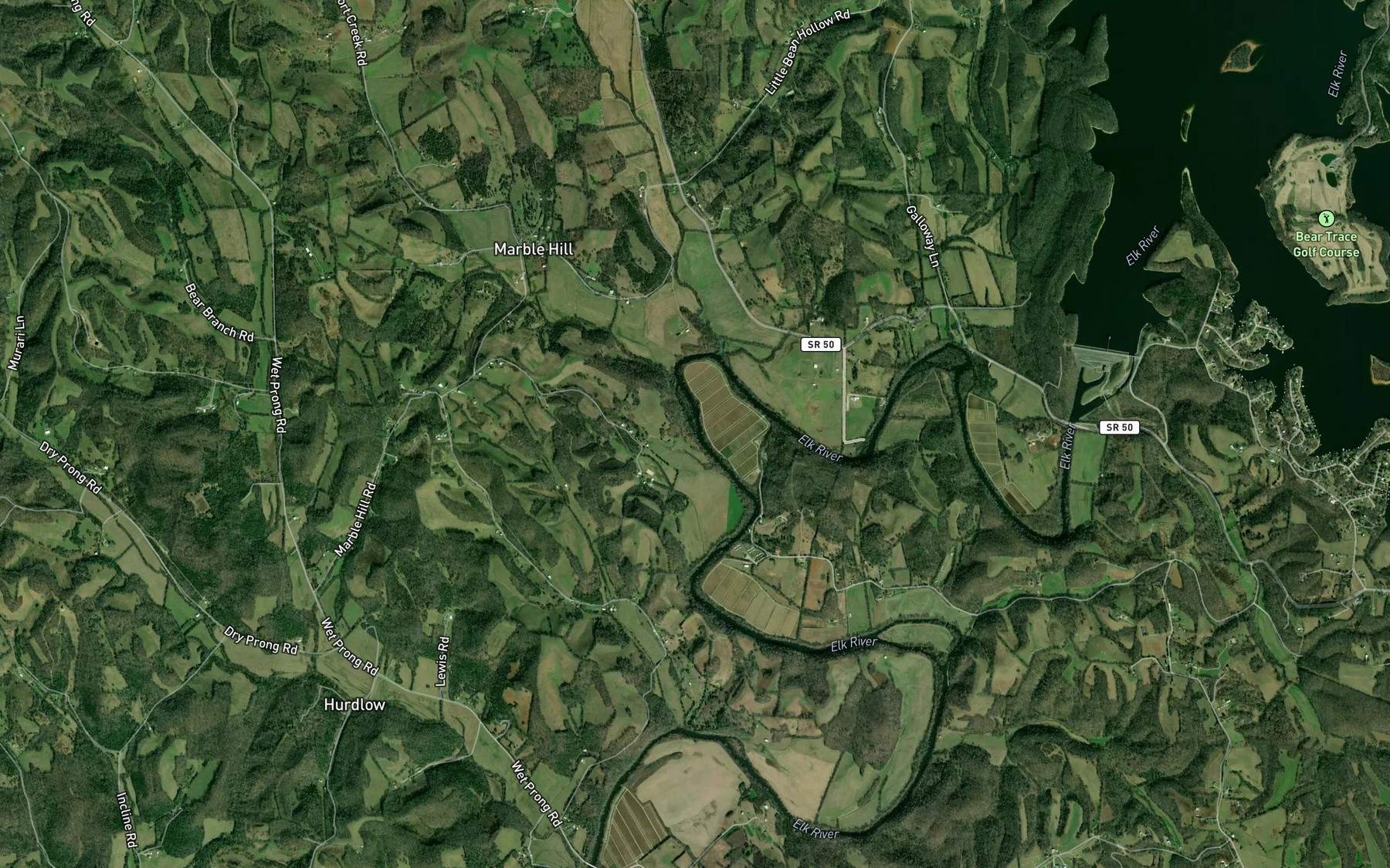 Satellite map of the Short Creek