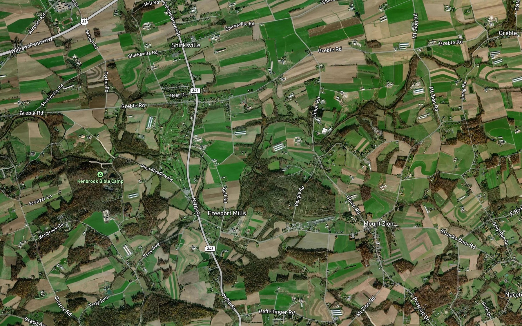 Satellite map of the Deep Run