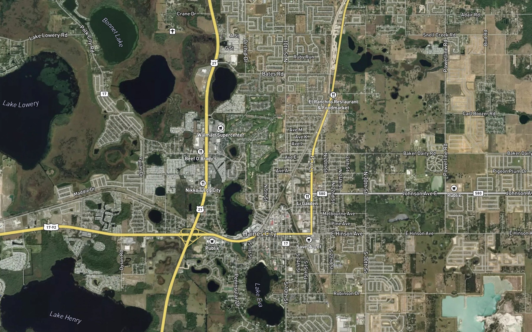 Satellite map of the Lake Boomerang