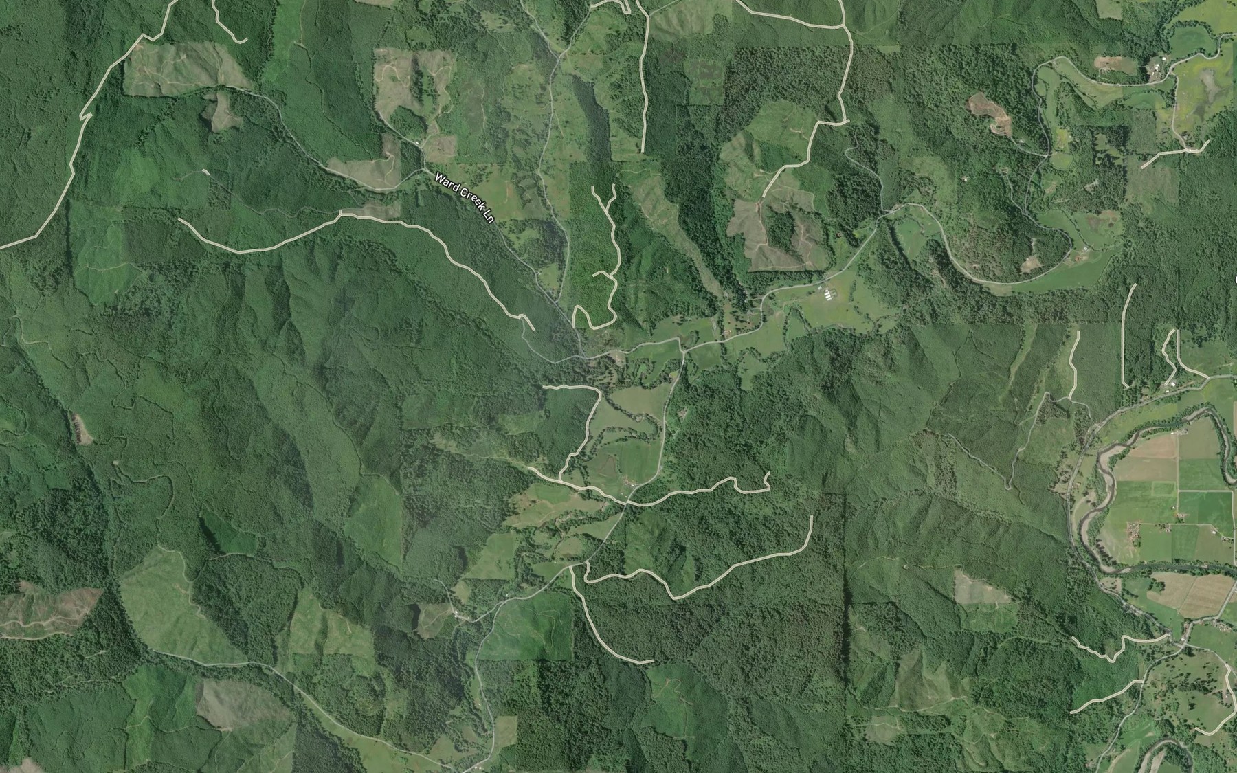 Satellite map of the Coal Creek