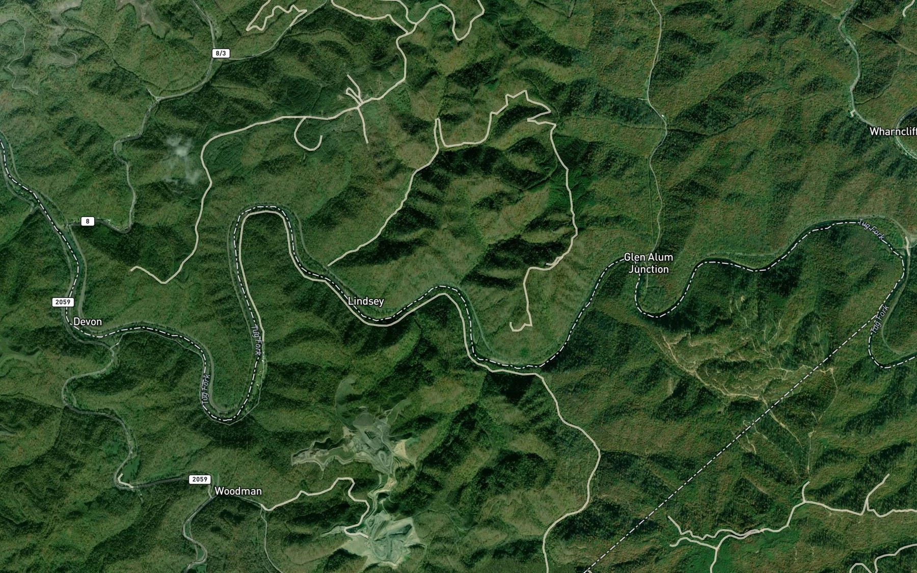 Satellite map of the Laurel Branch