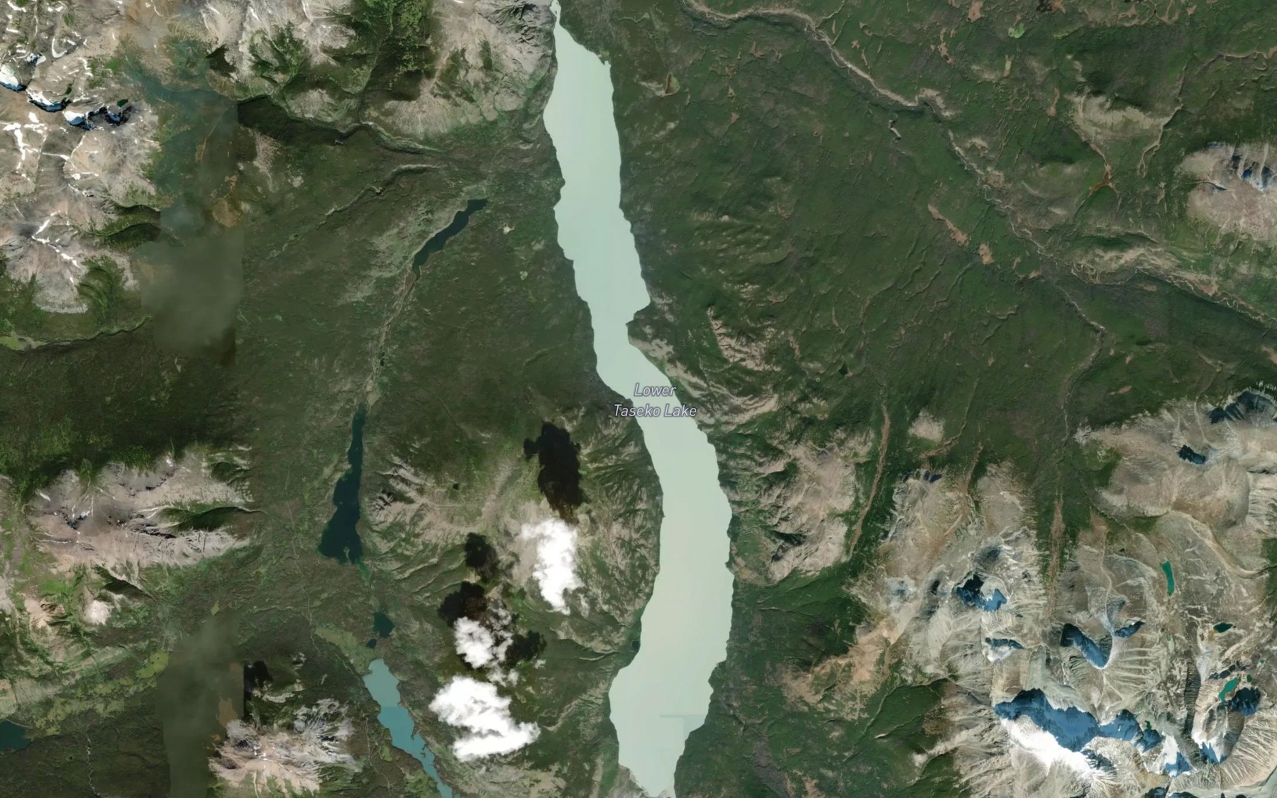 Satellite map of the Lower Taseko Lake