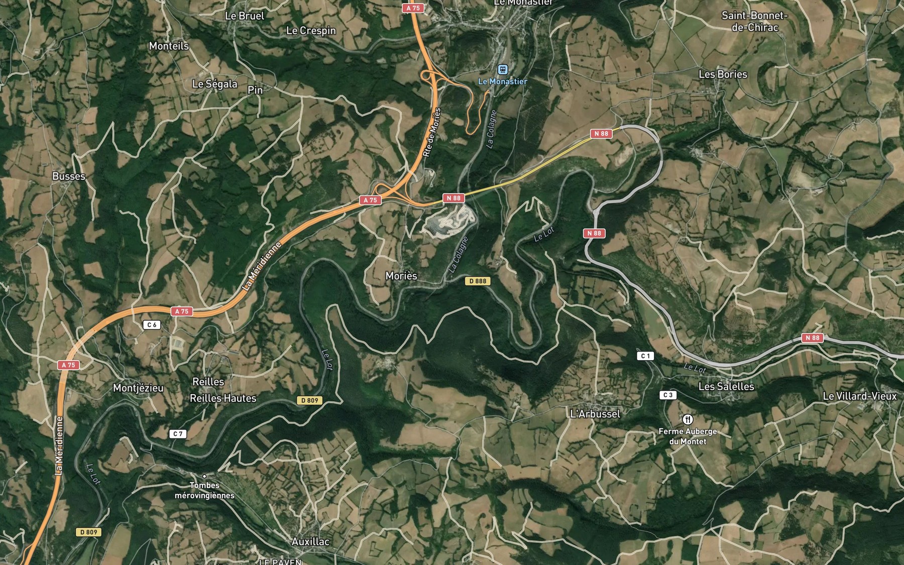 Satellite map of the Colagne