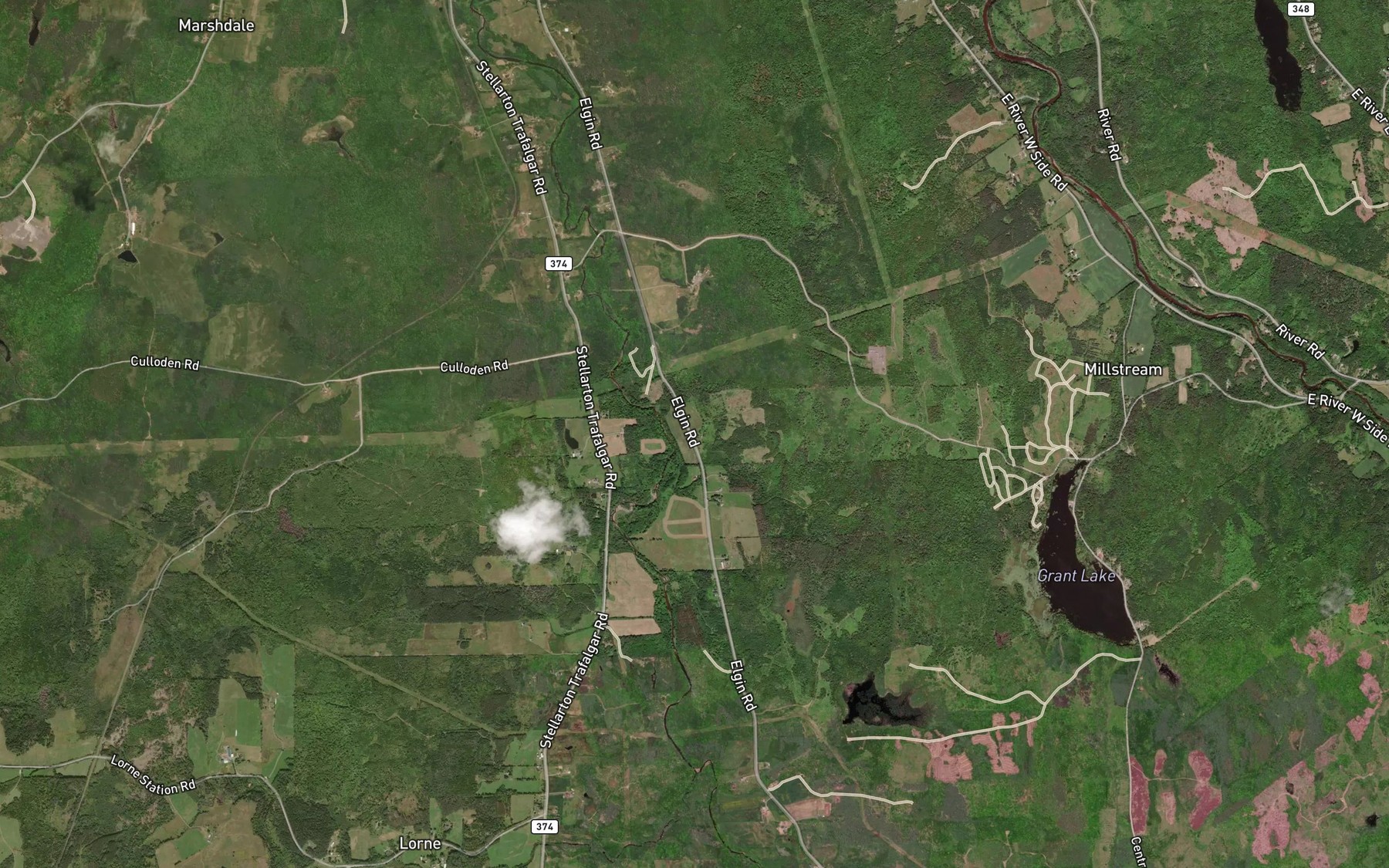 Satellite map of the Cameron Brook