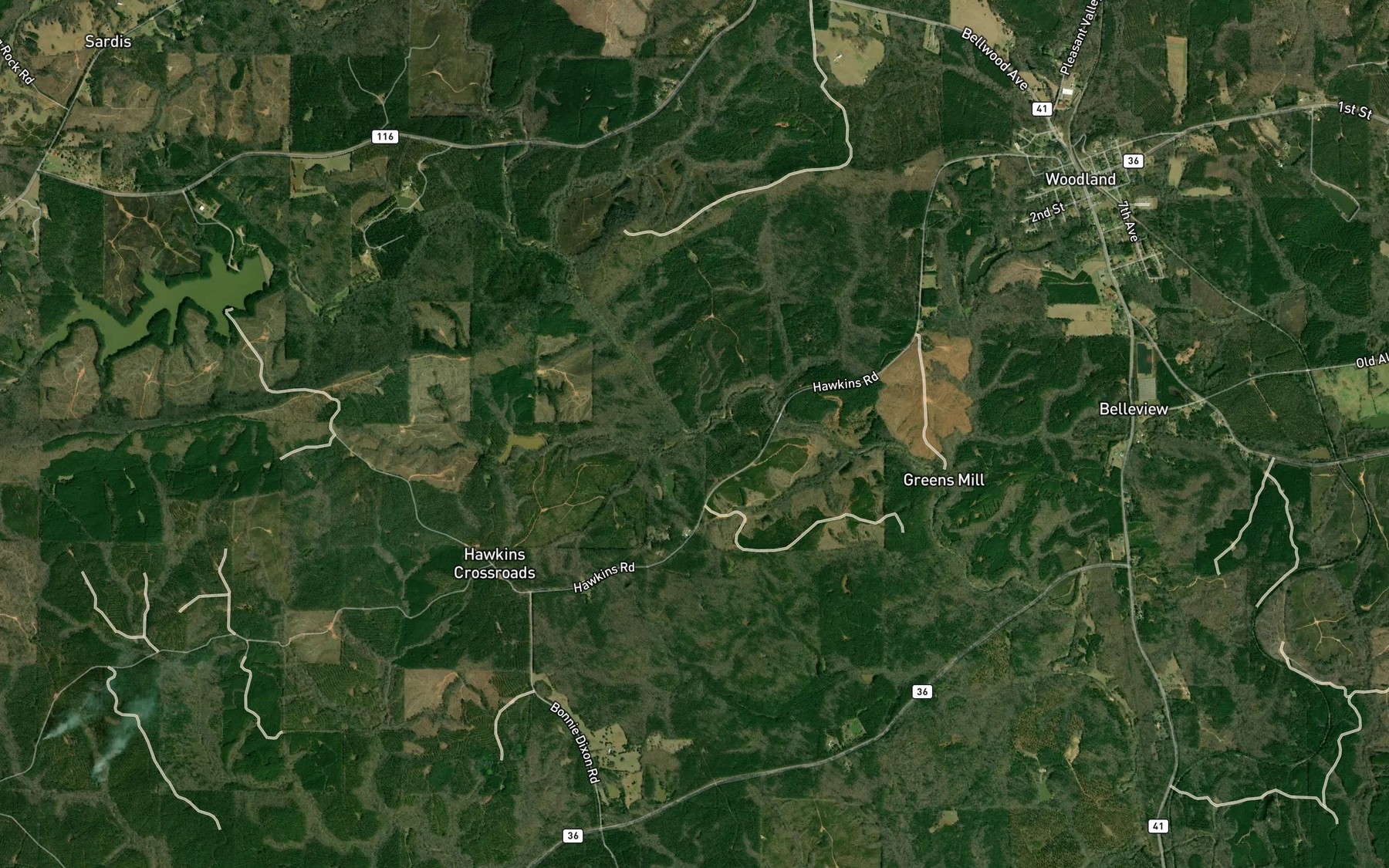 Satellite map of the Mahone Branch