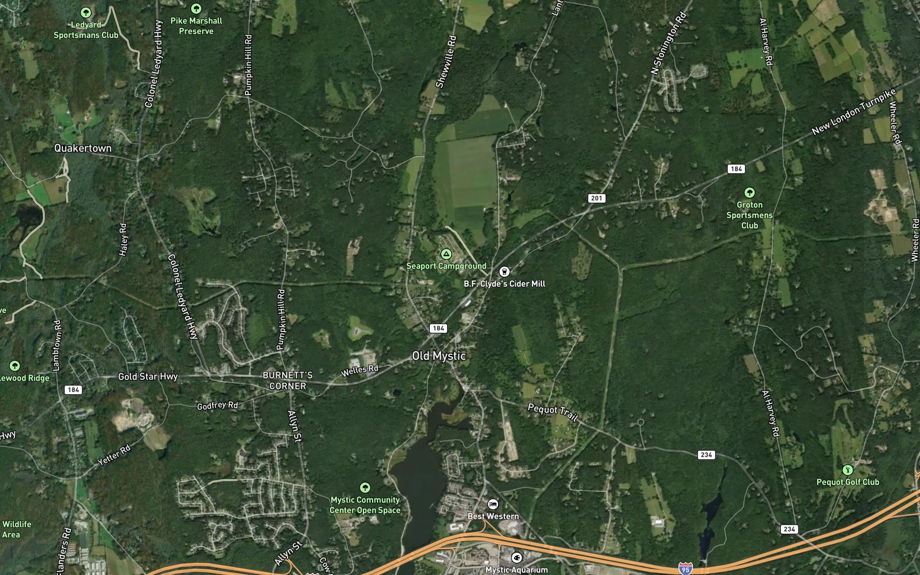 Satellite map of the Hyde Pond