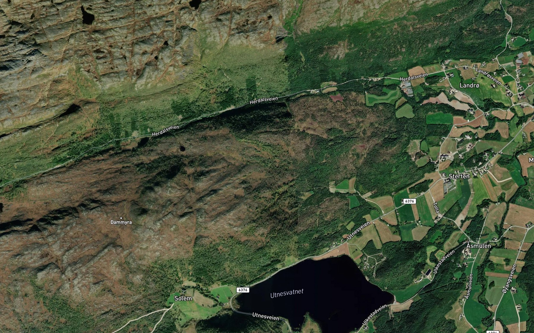 Satellite map of the Myrbekken