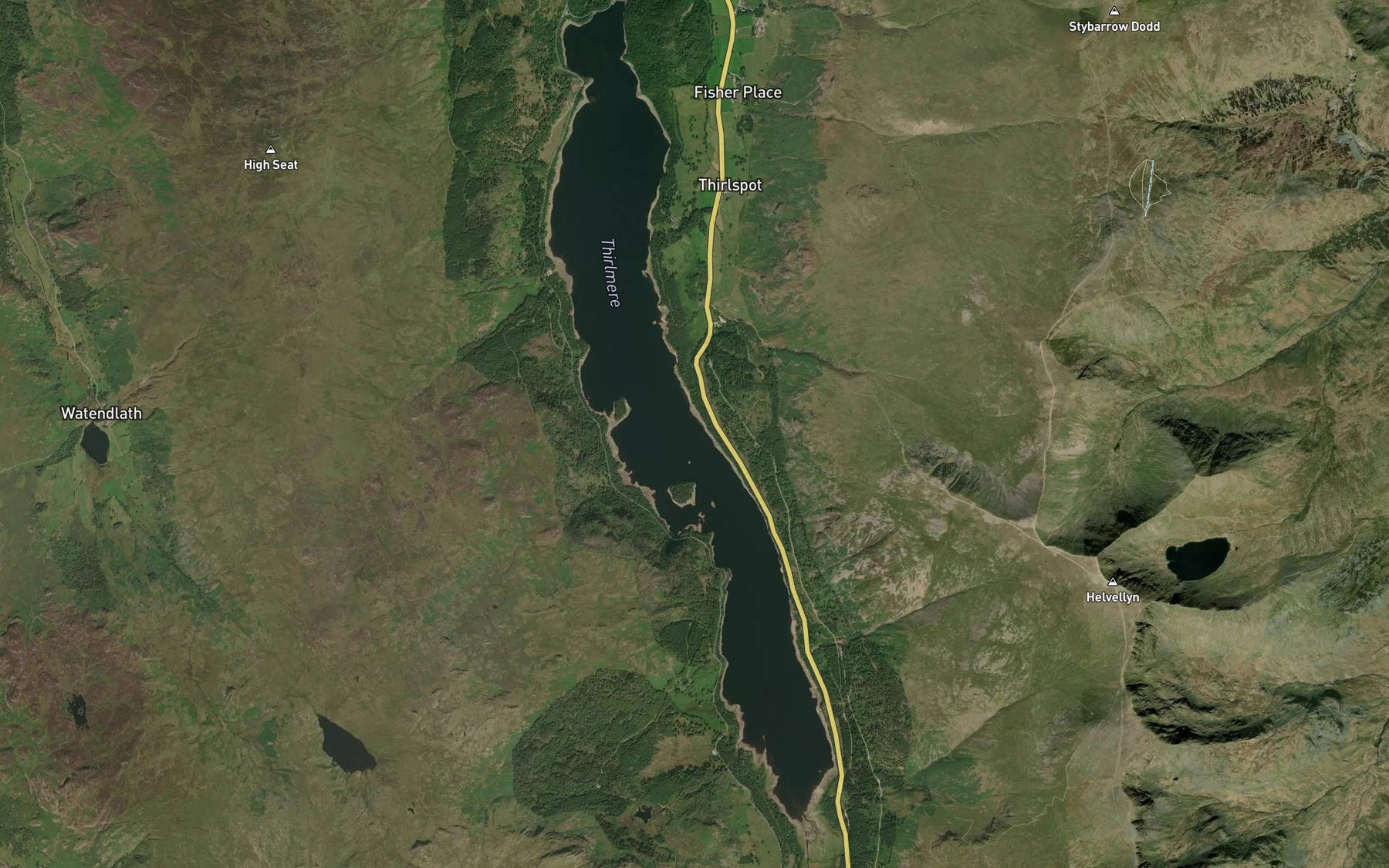 Satellite map of the Thirlmere