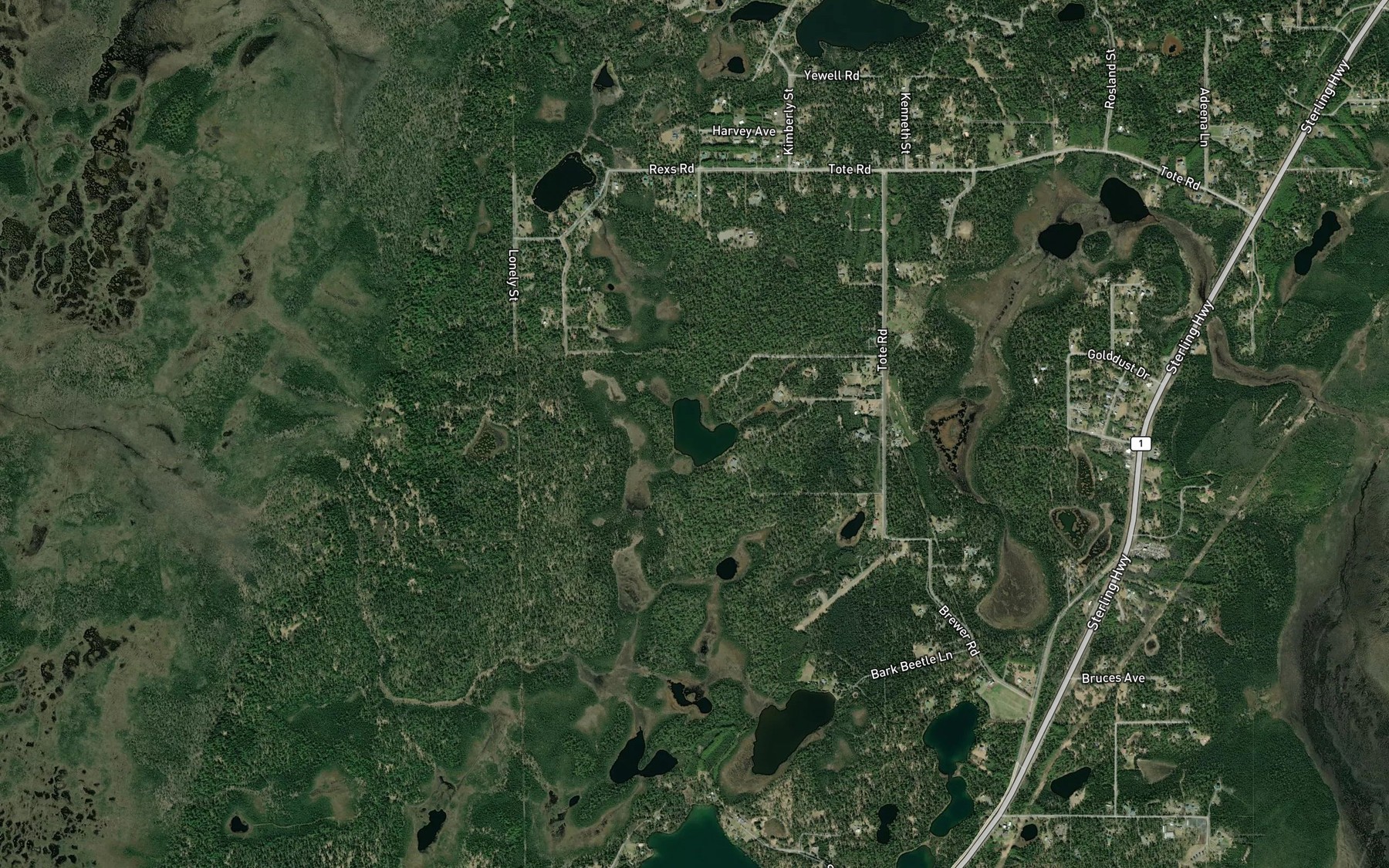 Satellite map of the Teack Lake
