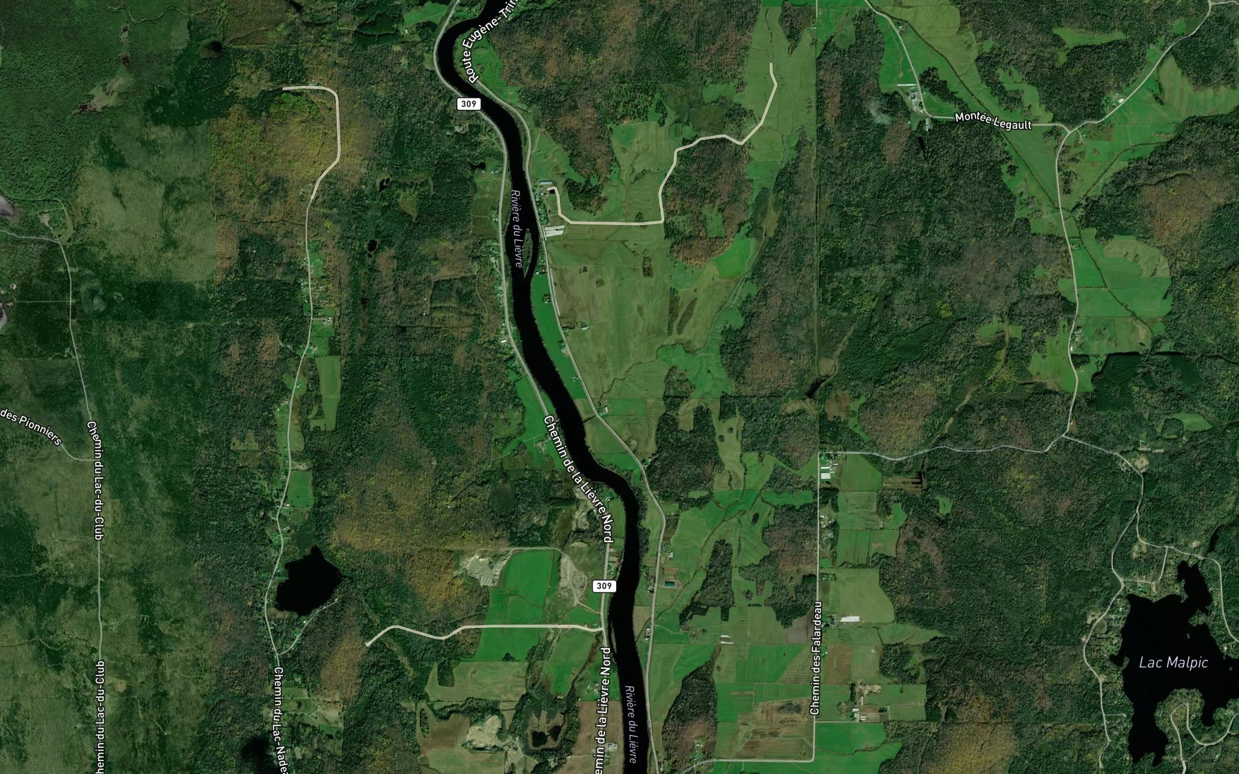 Satellite map of the Branche Brisebois