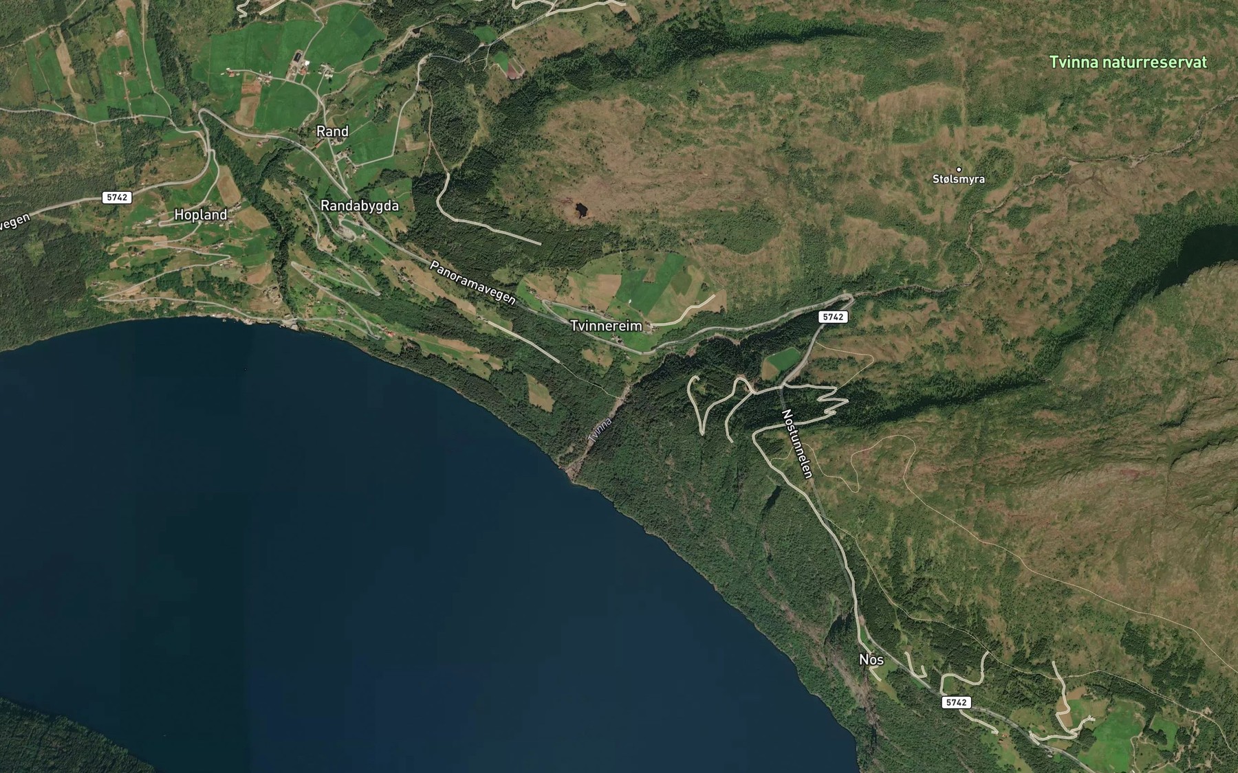 Satellite map of the Tvinnefossen