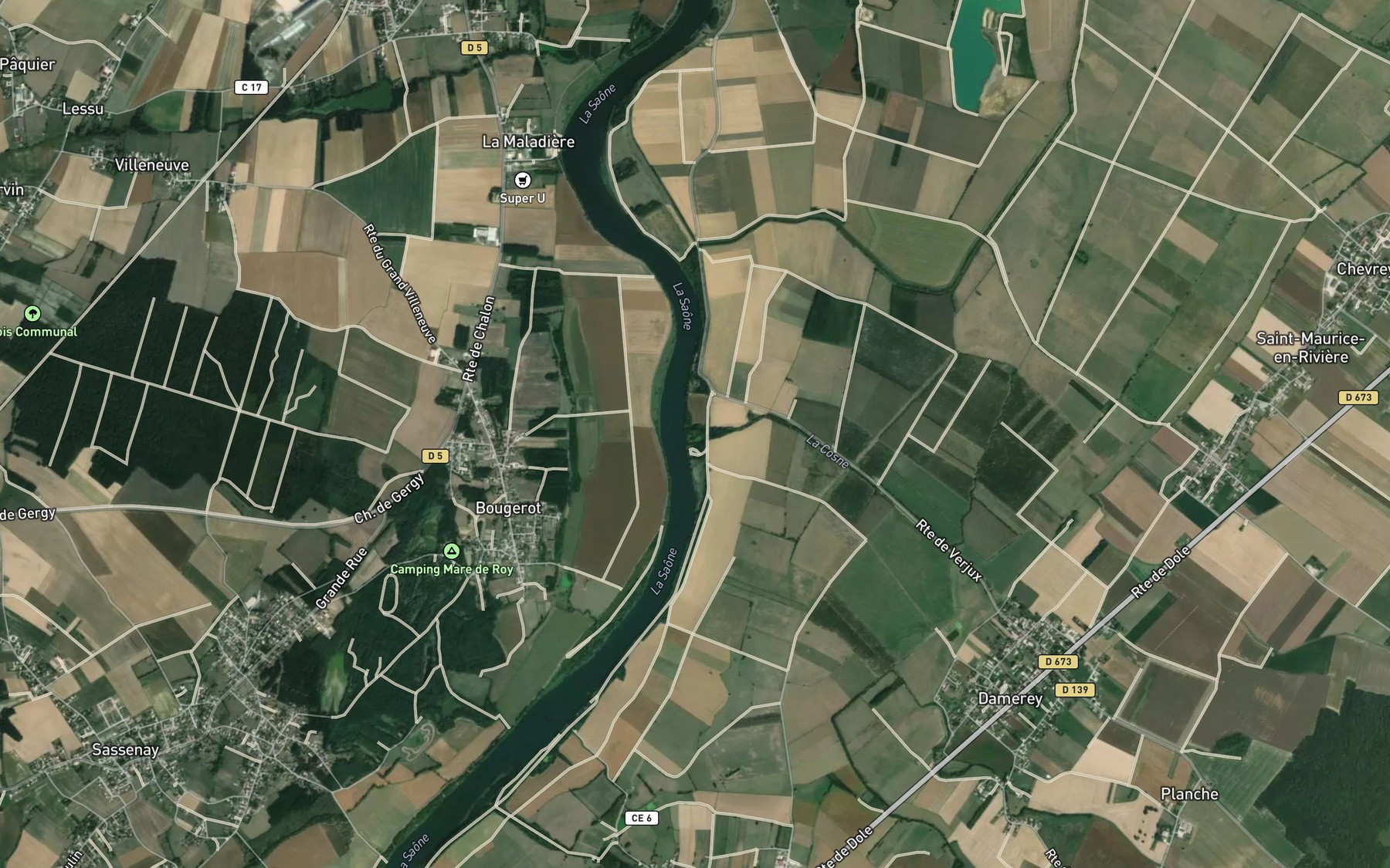 Satellite map of the Cosne