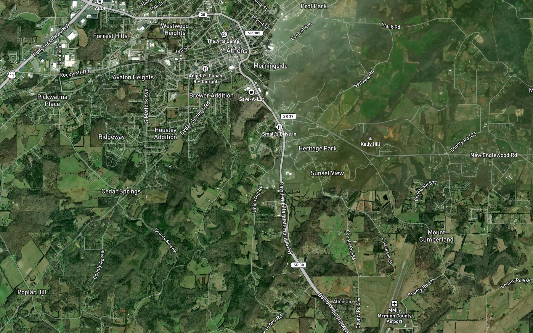 Satellite map of the Walker Branch