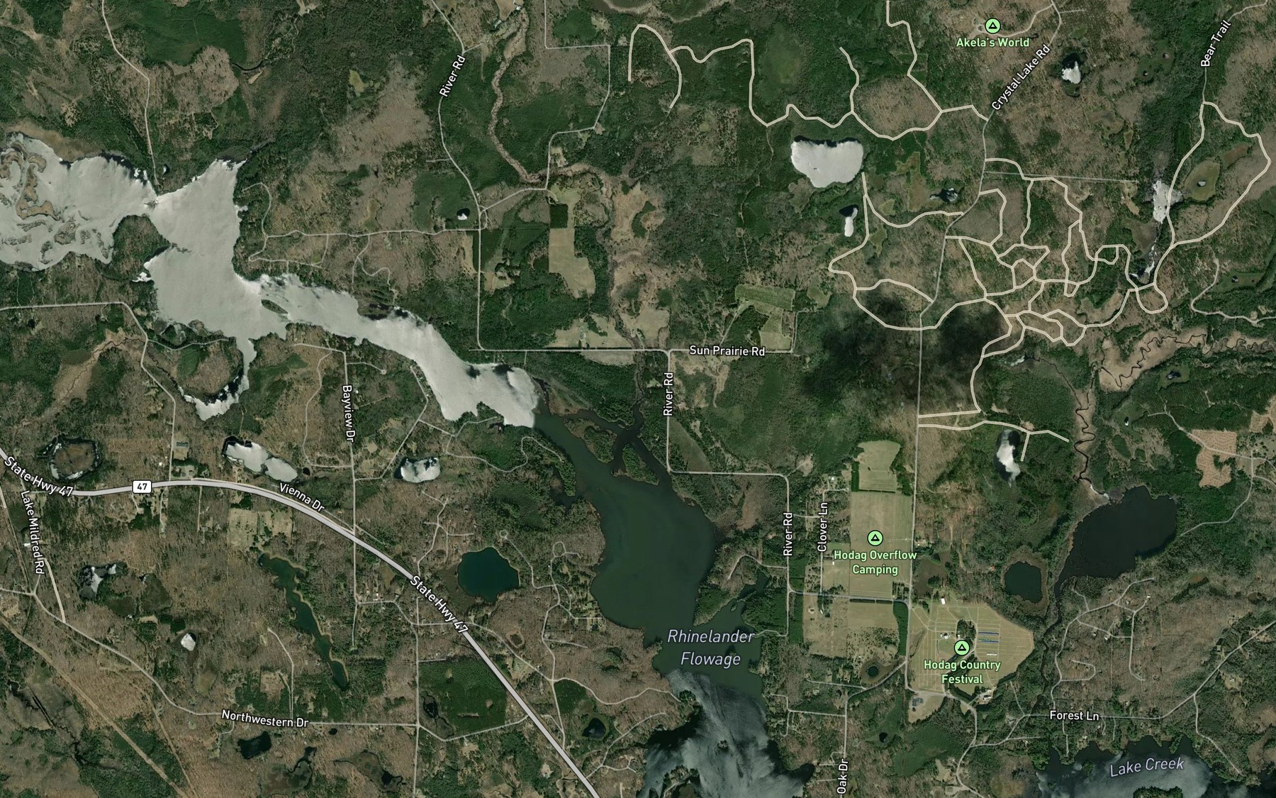 Satellite map of the Skunk Creek