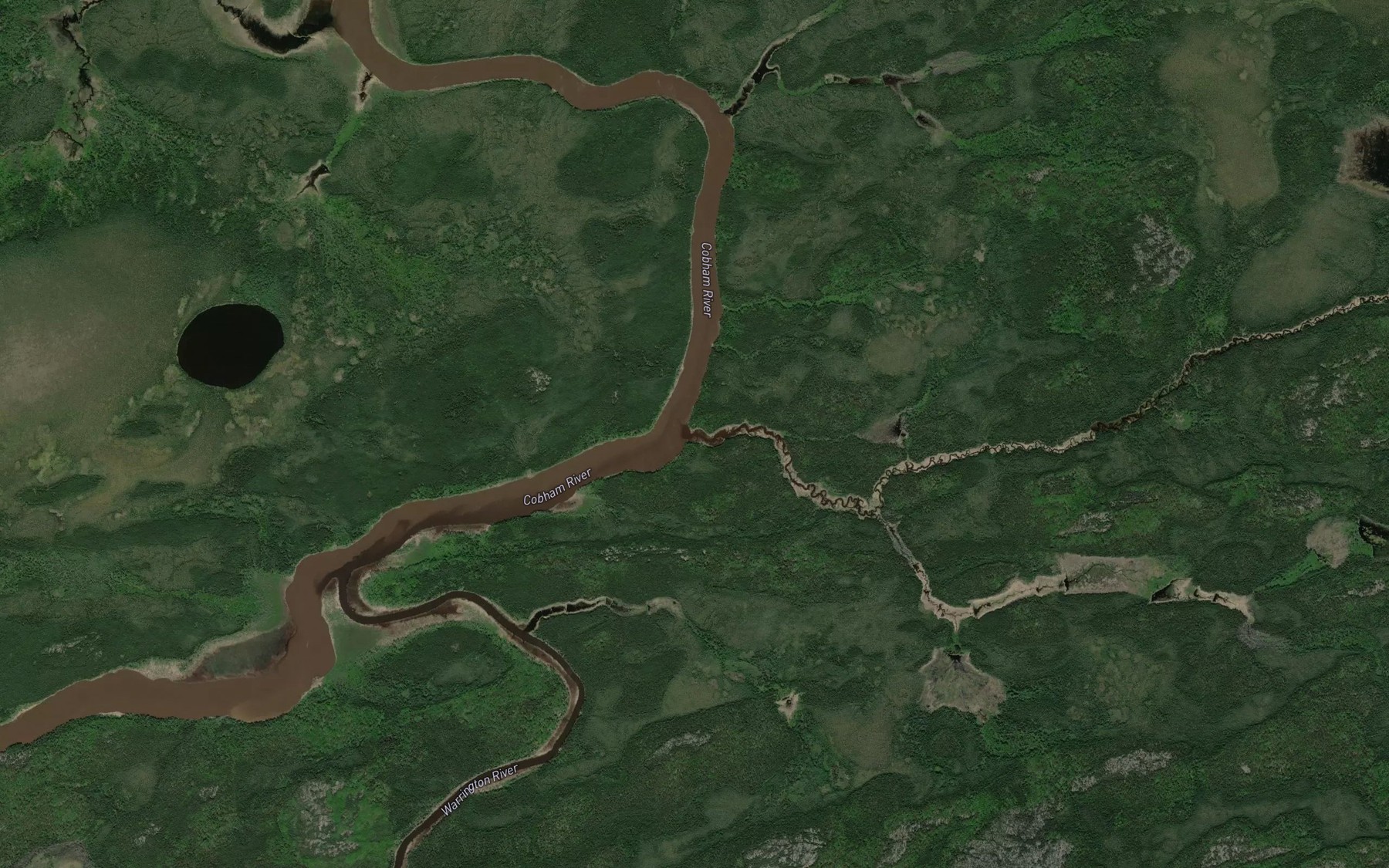 Satellite map of the Two Legged River