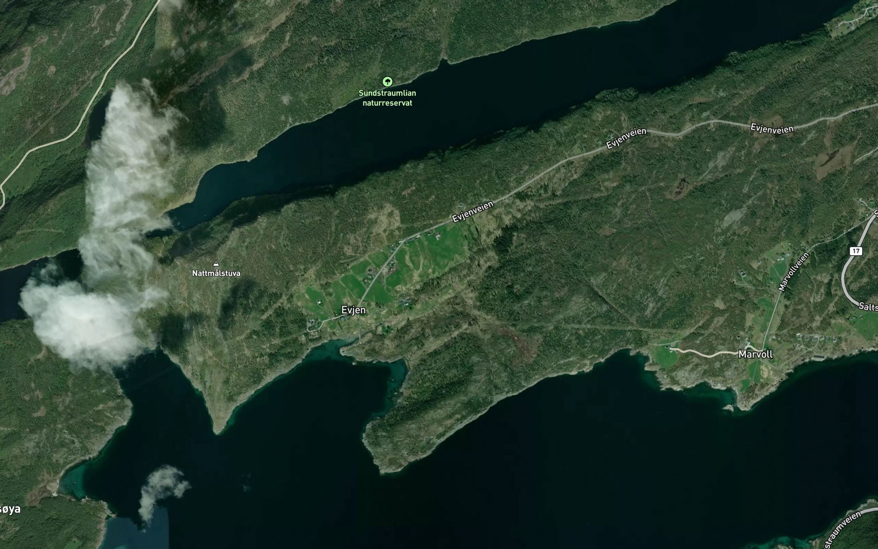 Satellite map of the Storelva