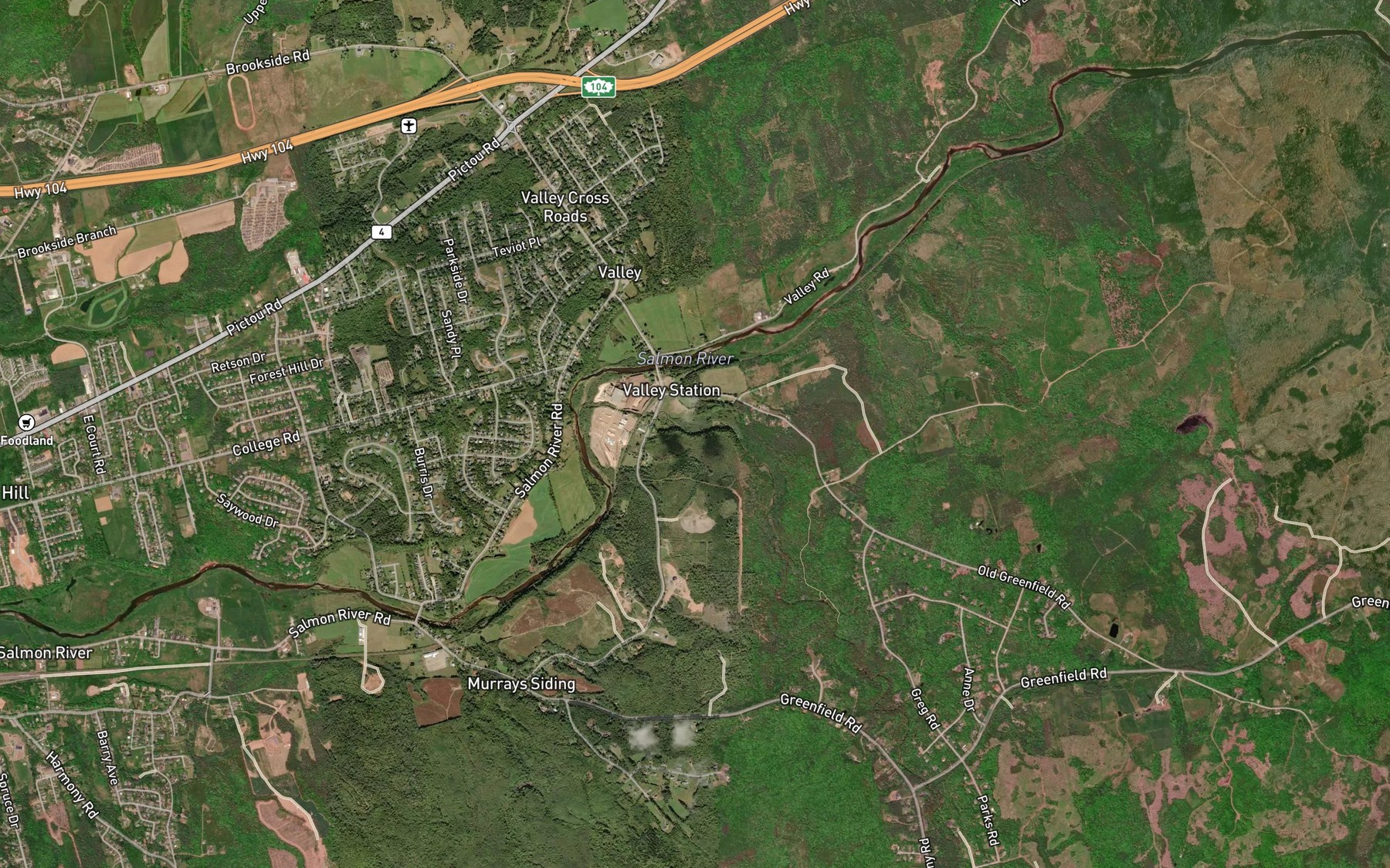 Satellite map of the Christine Brook