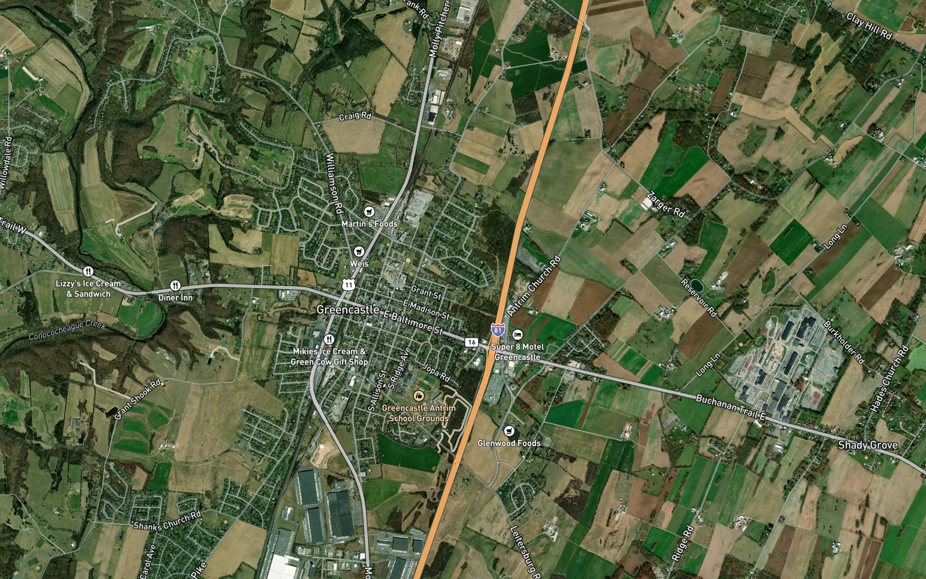 Satellite map of the Moss Spring