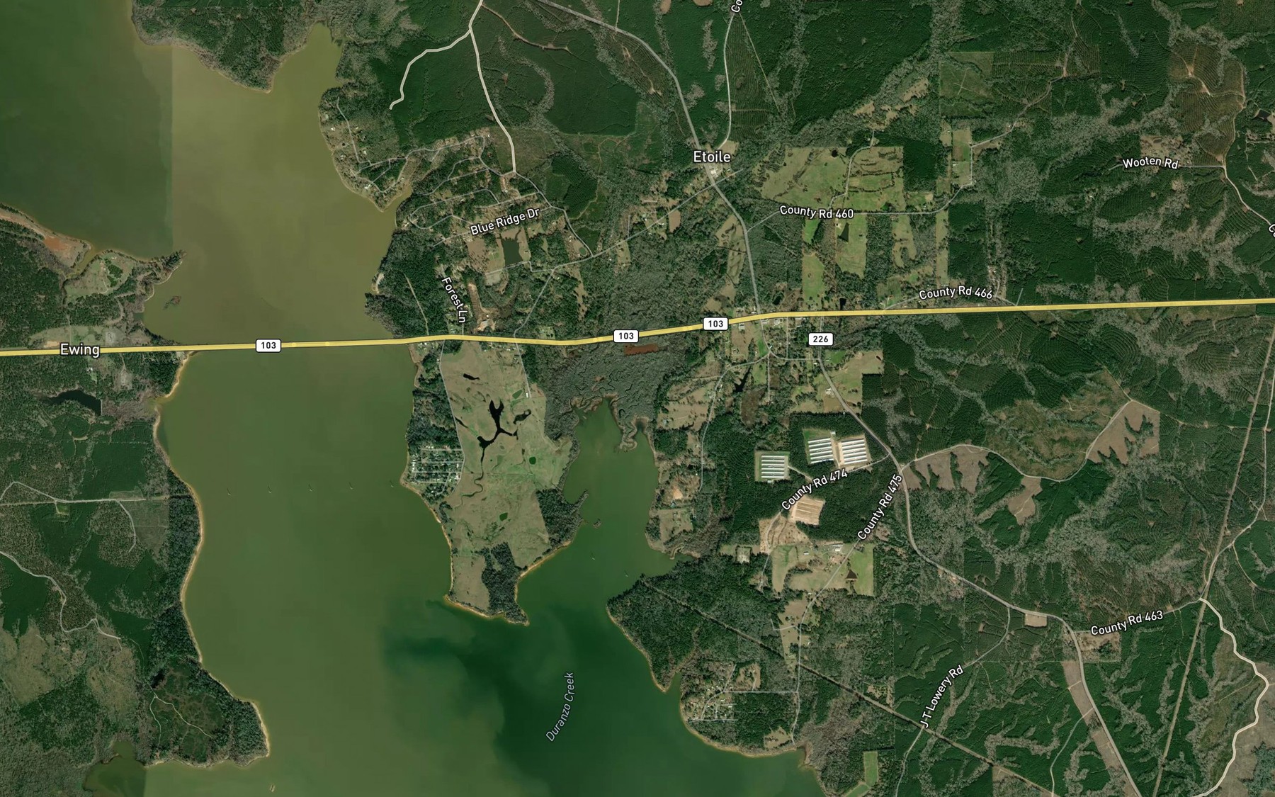 Satellite map of the Duranzo Creek