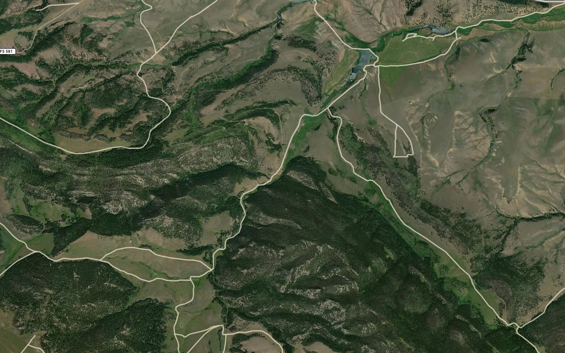 Satellite map of the Dry Fork
