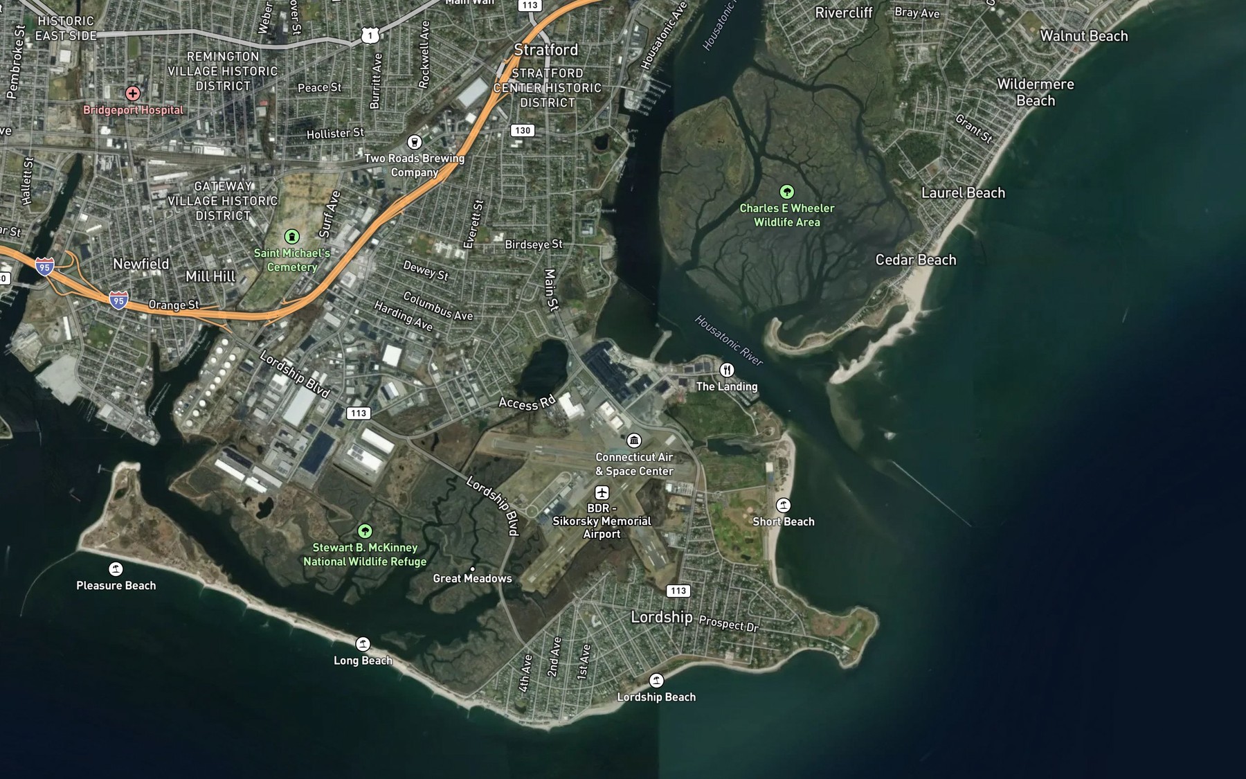 Satellite map of the Selby Pond