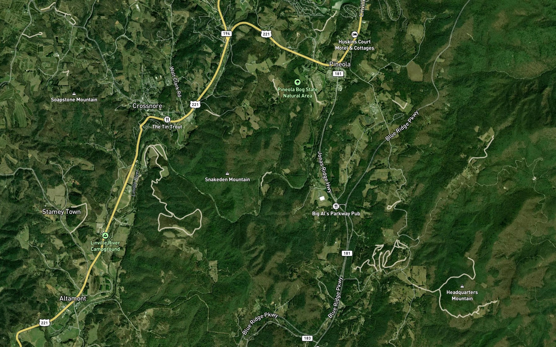 Satellite map of the Jenny Branch
