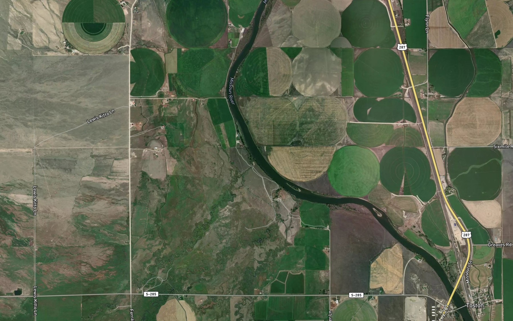 Satellite map of the Crow Creek