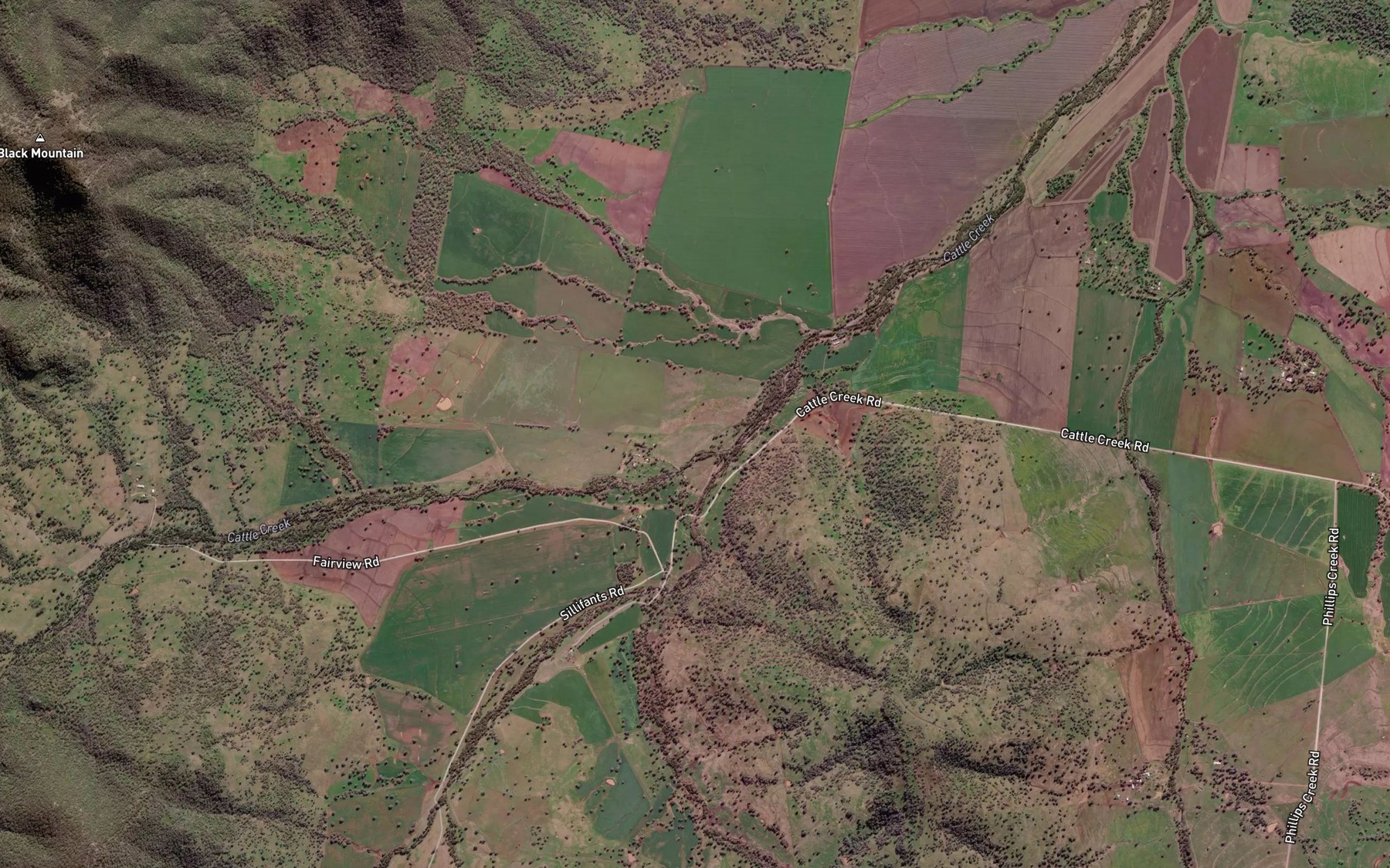 Satellite map of the Clarkes Creek