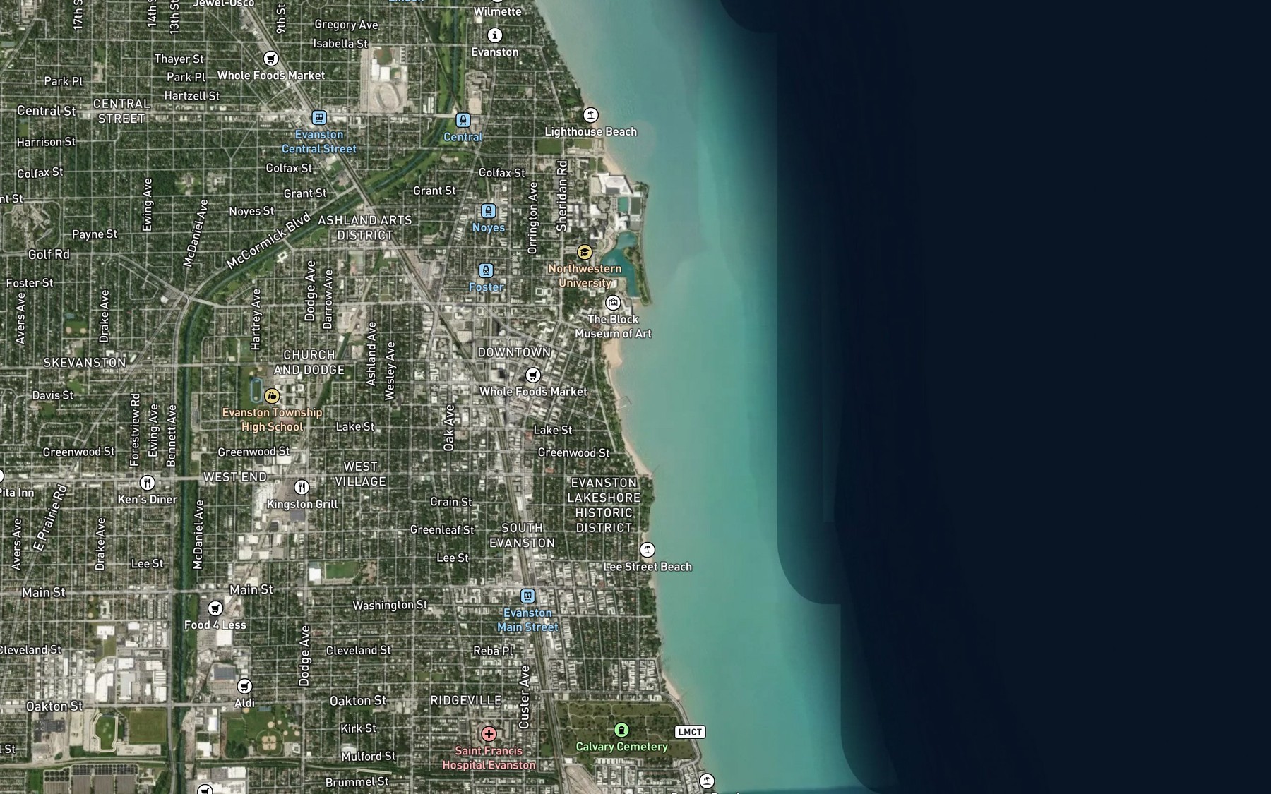 Satellite map of the Church Street Boat Ramp