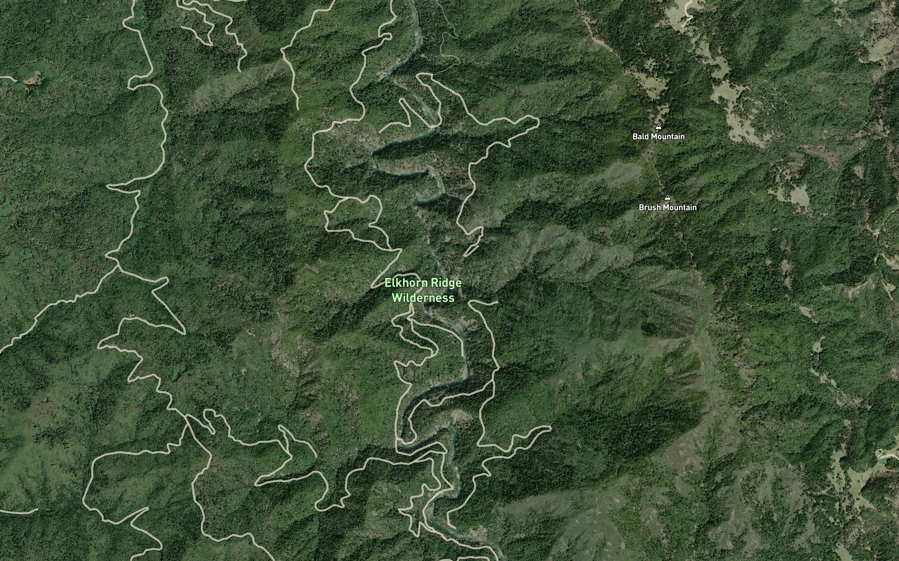 Satellite map of the Hogshed Creek