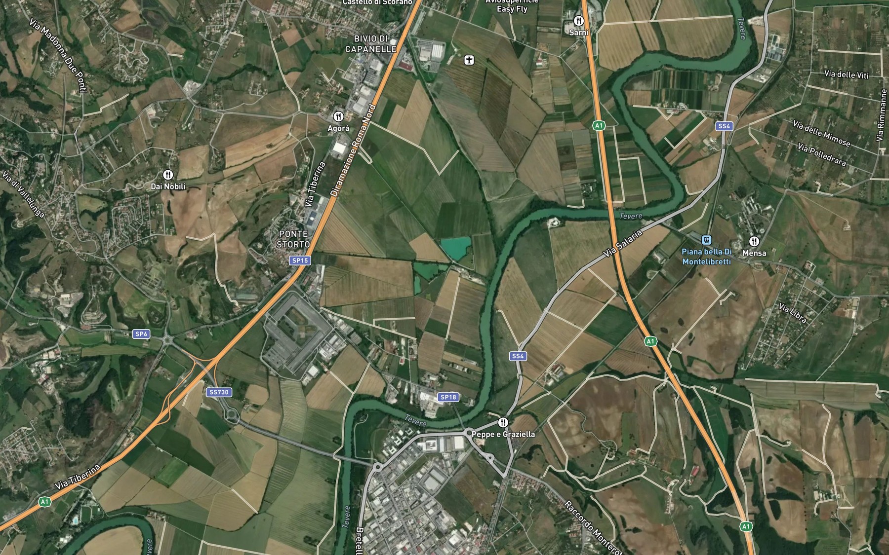 Satellite map of the Fosso Leprignano