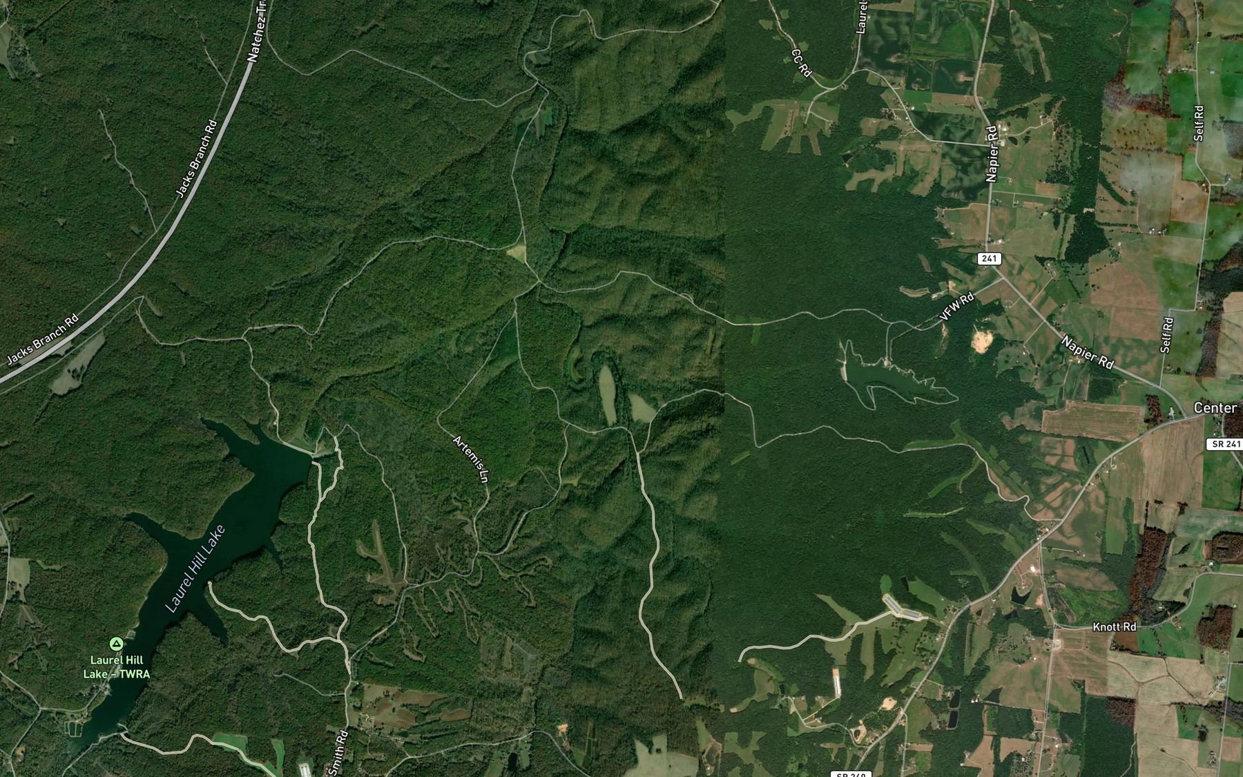 Satellite map of the Weaver Branch