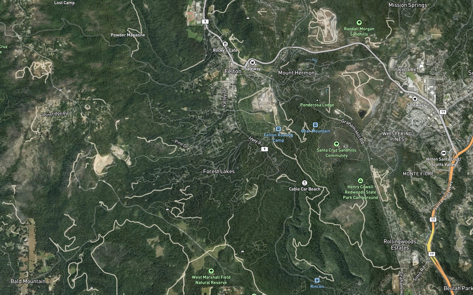 Satellite map of the Boulder Brook