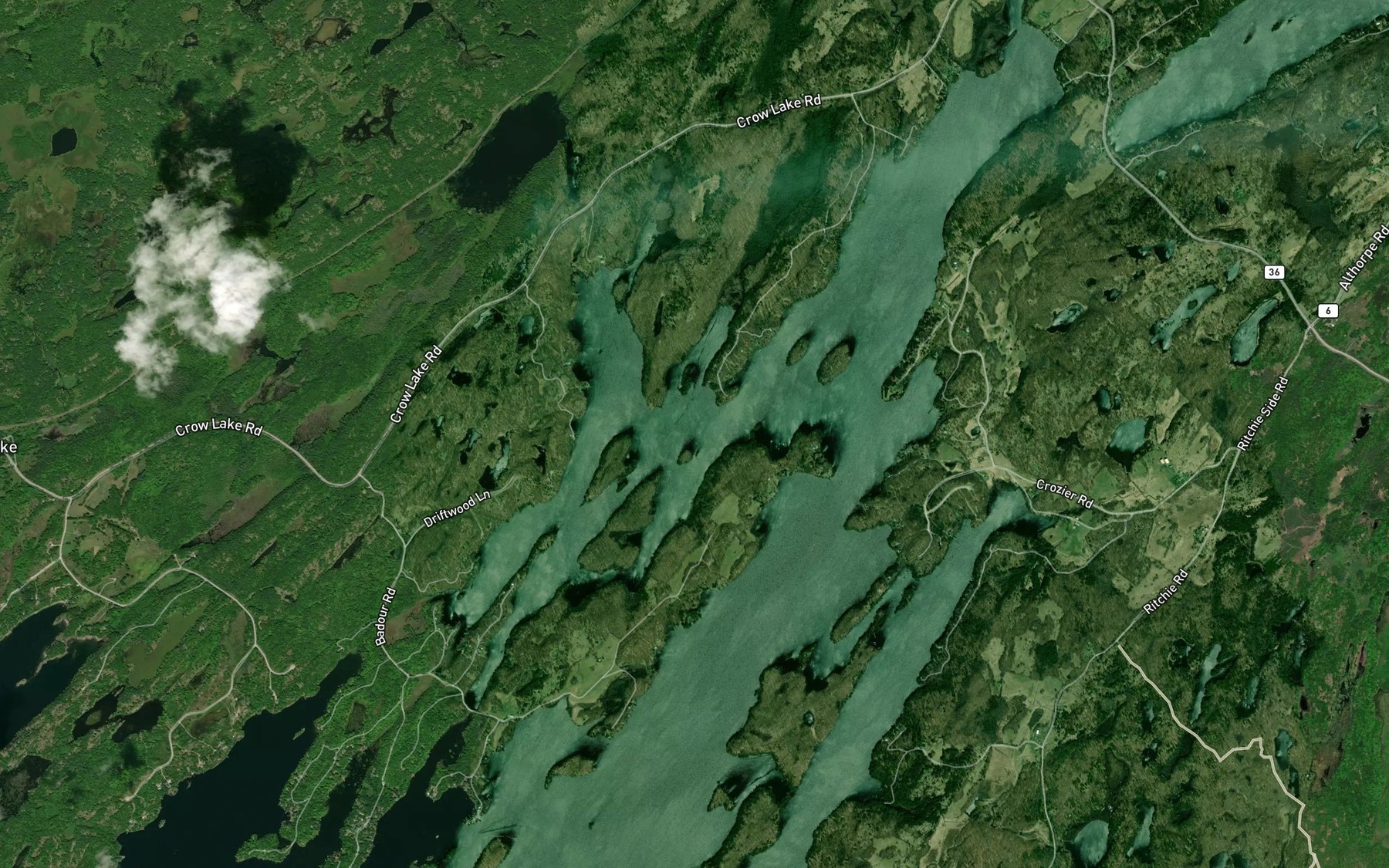 Satellite map of the Mill Bay