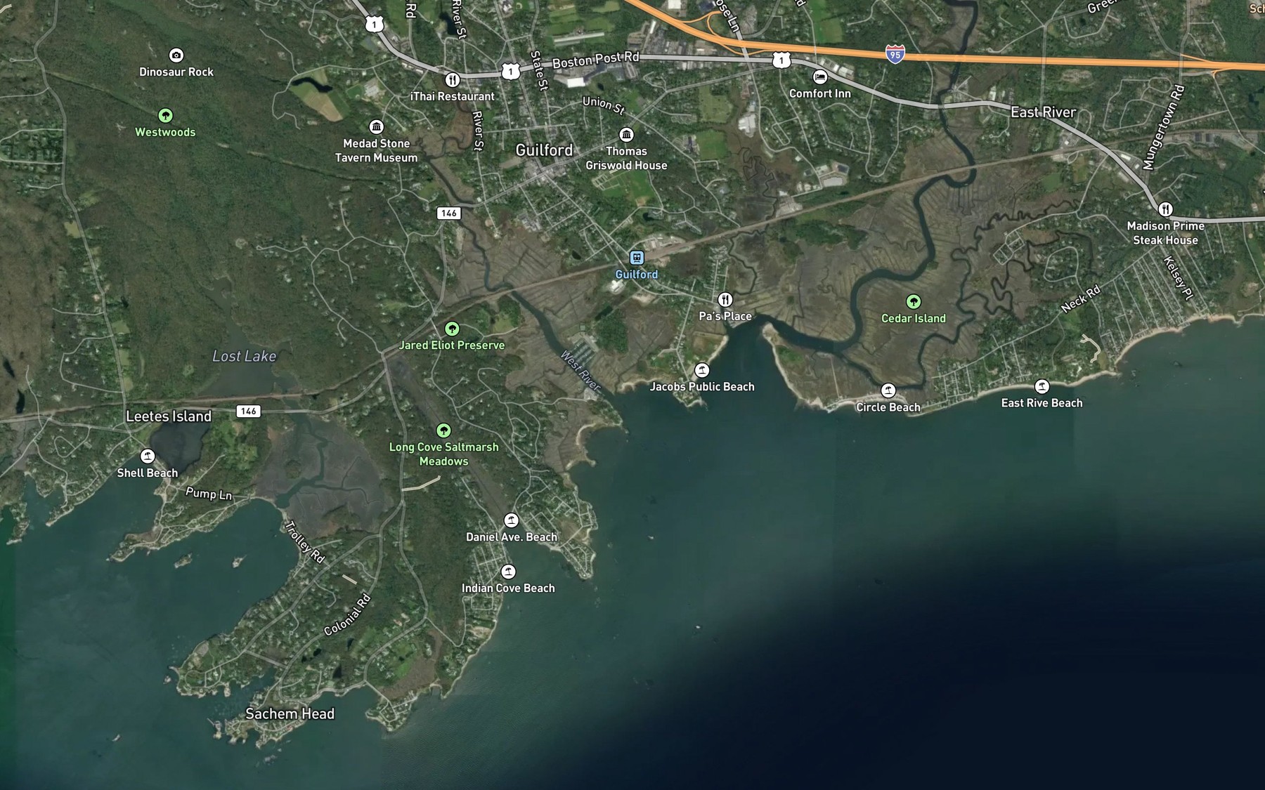 Satellite map of the West River